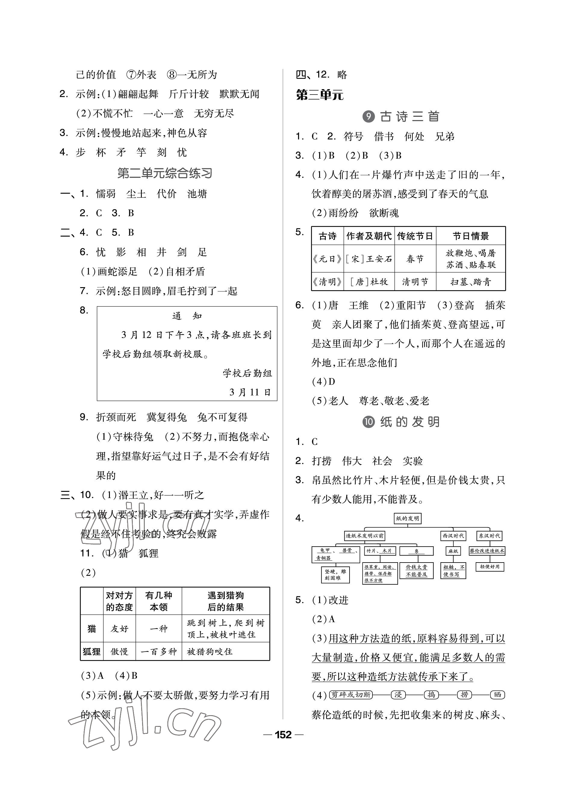 2023年新思維伴你學(xué)單元達標(biāo)測試卷三年級語文下冊人教版 參考答案第4頁