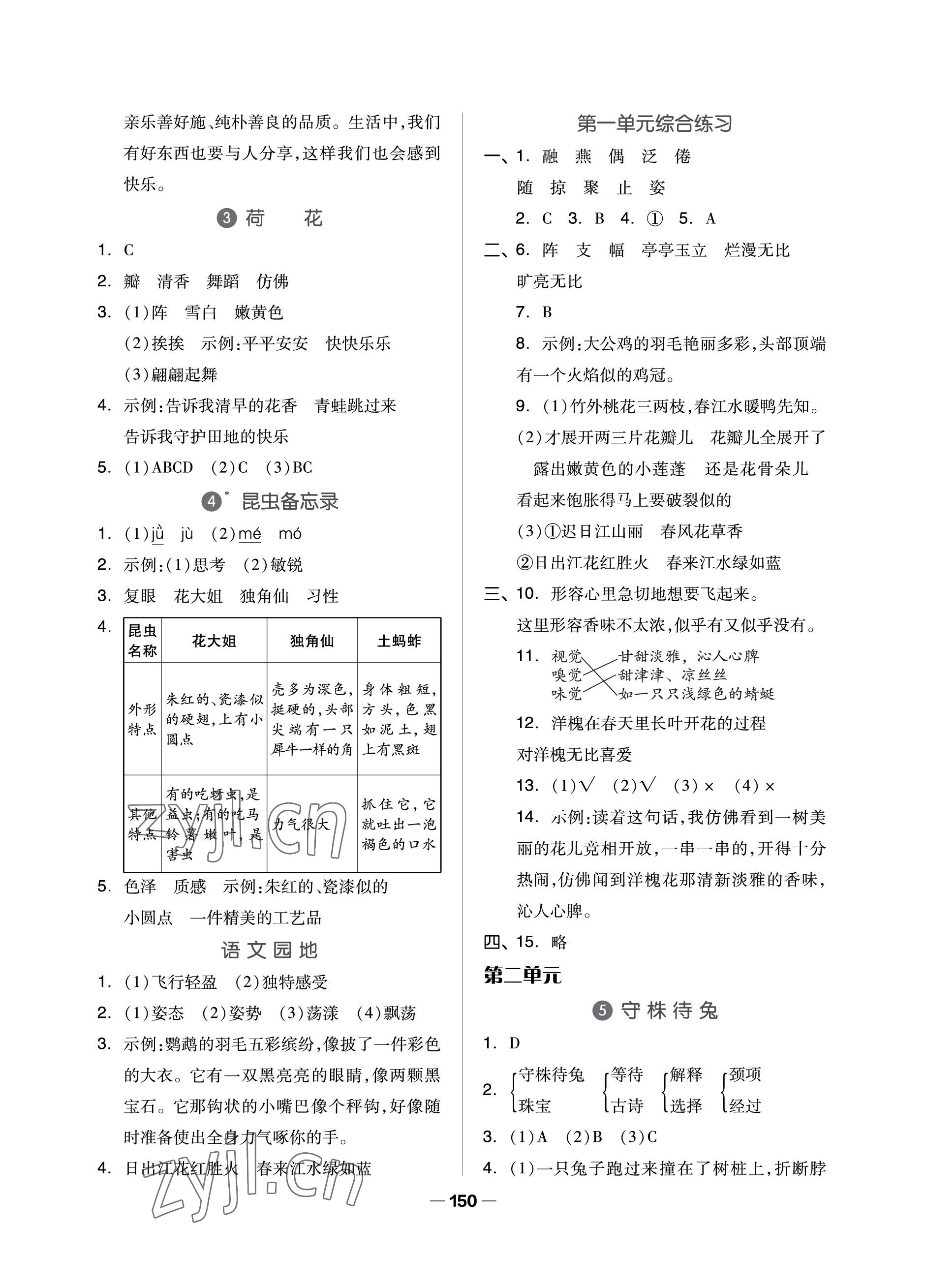 2023年新思維伴你學單元達標測試卷三年級語文下冊人教版 參考答案第2頁