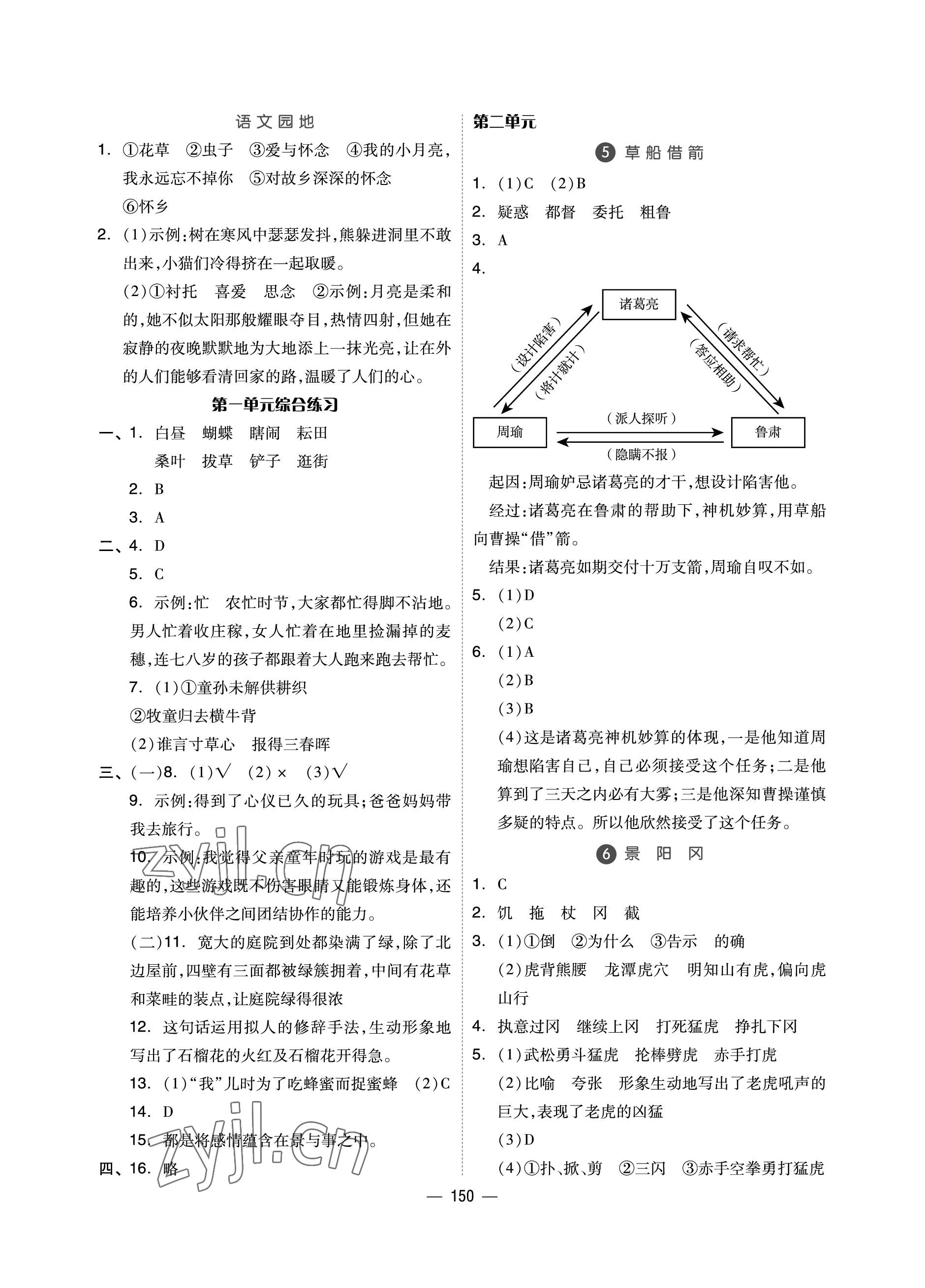 2023年新思维伴你学单元达标测试卷五年级语文下册人教版 参考答案第2页