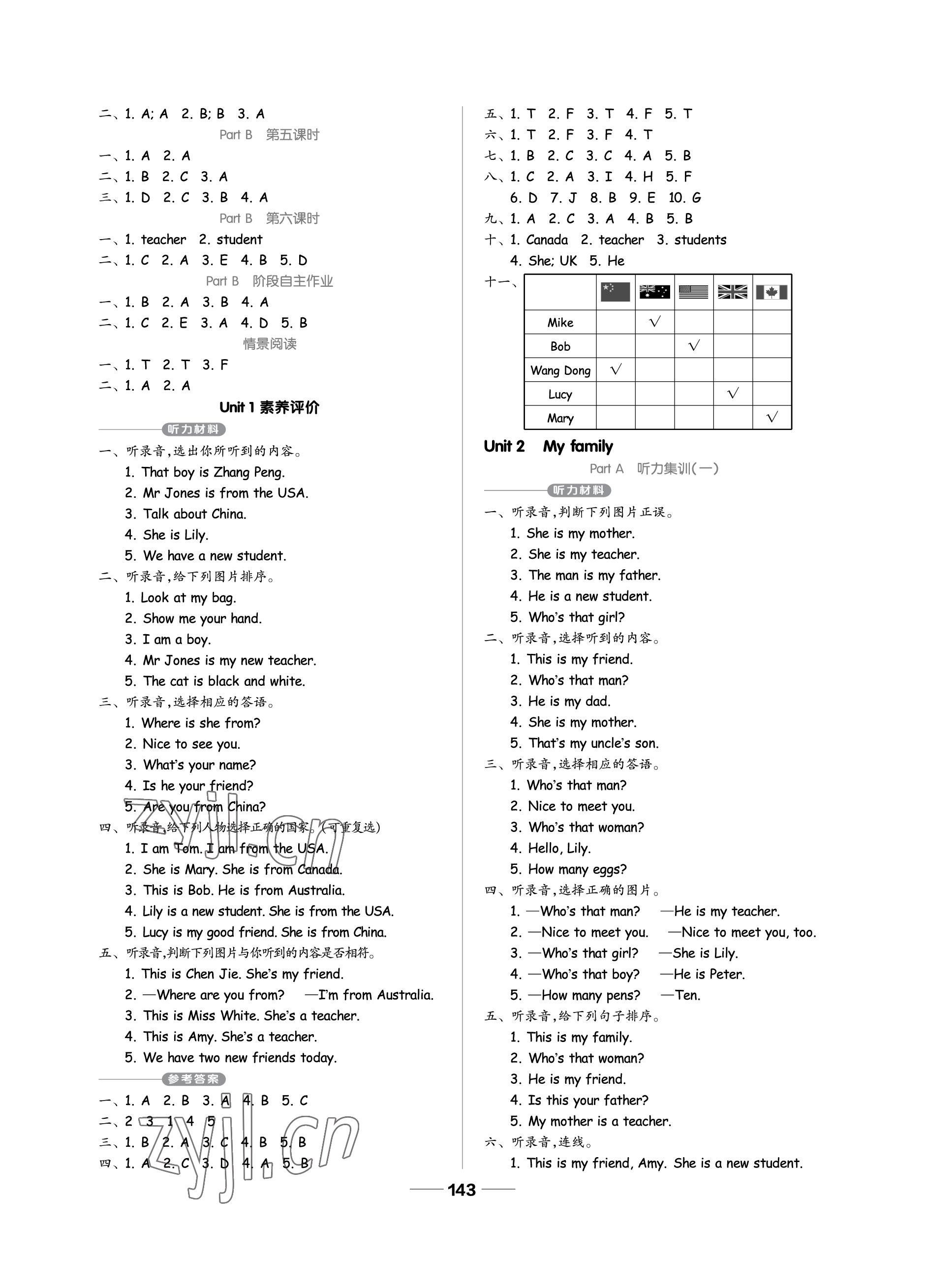 2023年新思維伴你學(xué)單元達(dá)標(biāo)測(cè)試卷三年級(jí)英語下冊(cè)人教版 參考答案第3頁