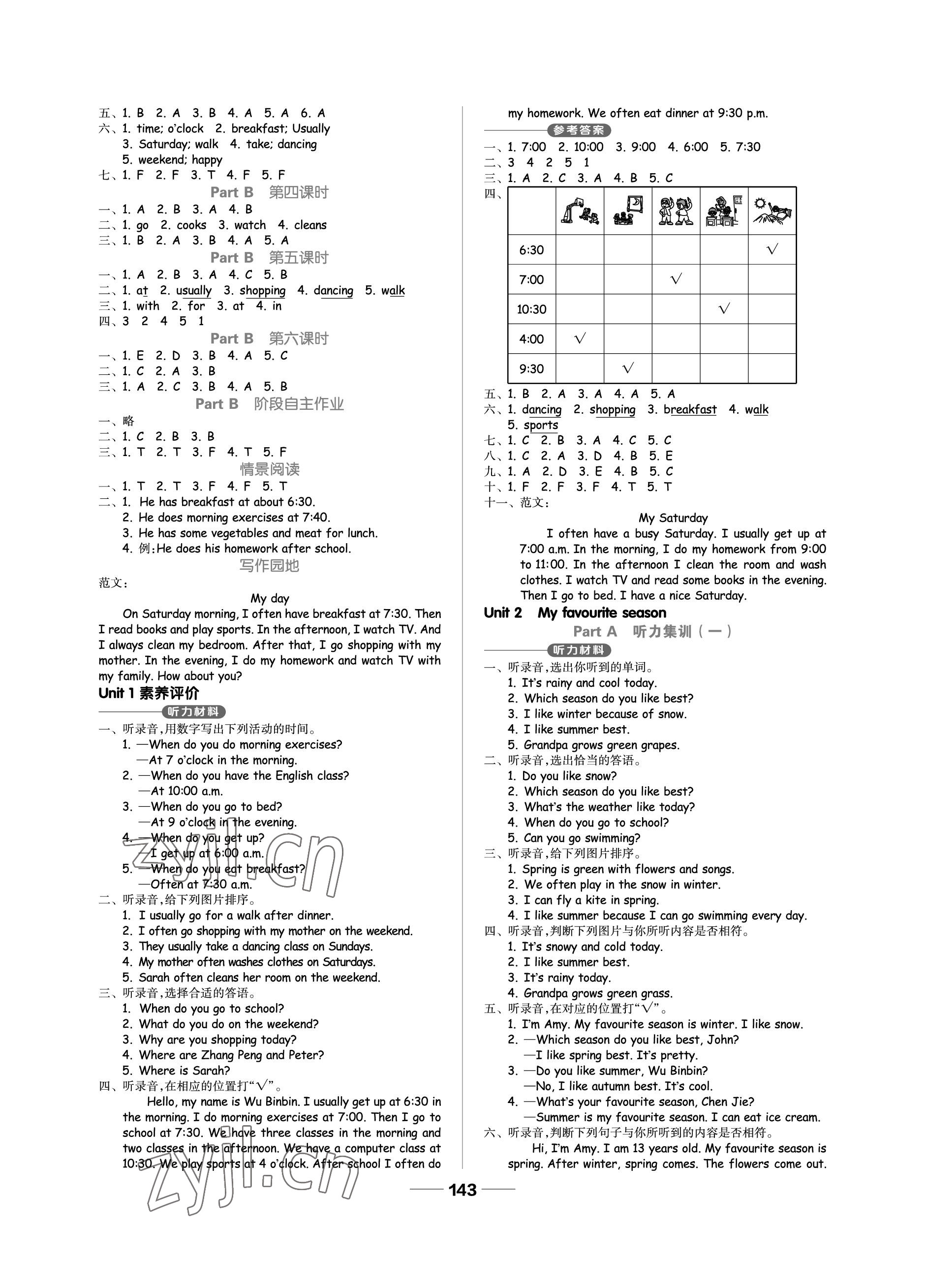 2023年新思維伴你學(xué)單元達(dá)標(biāo)測試卷五年級英語下冊人教版 參考答案第3頁