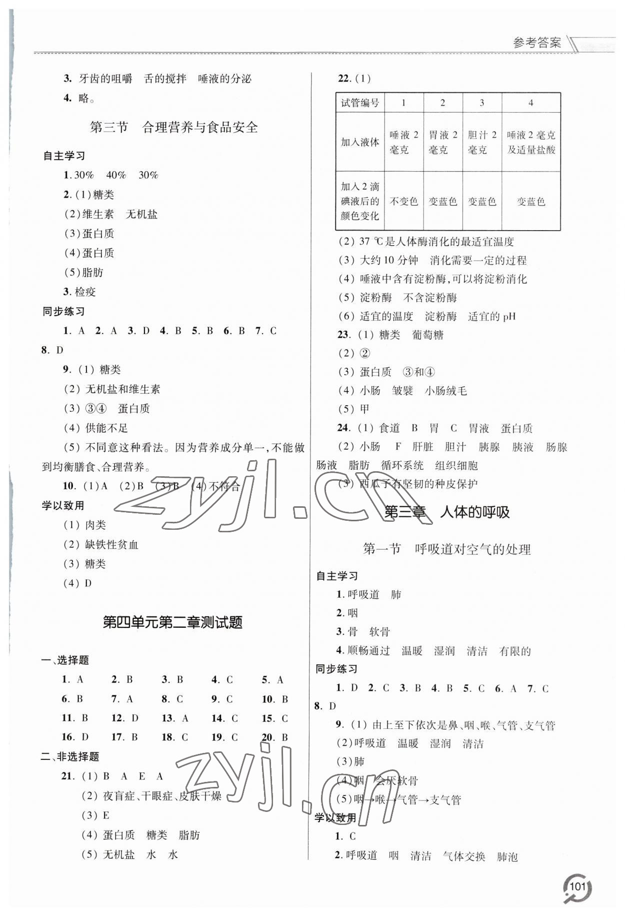 2023年同步練習(xí)冊(cè)青島出版社七年級(jí)生物下冊(cè)人教版 第3頁(yè)