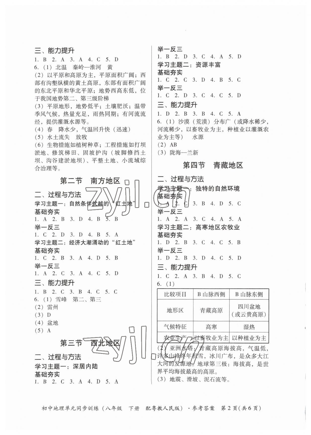 2023年初中地理單元同步訓(xùn)練八年級(jí)下冊(cè)粵人版 第2頁(yè)