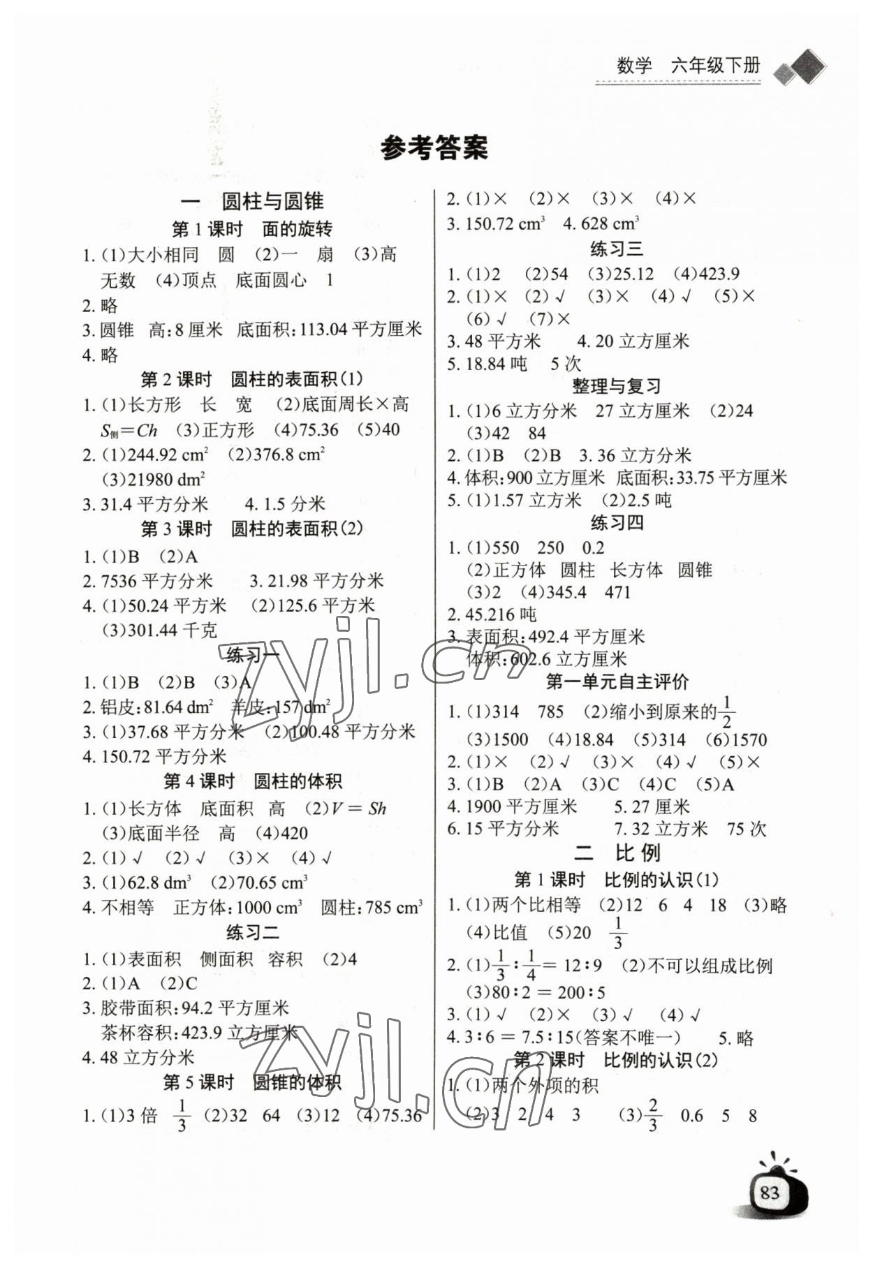 2023年長江全能學(xué)案同步練習(xí)冊六年級數(shù)學(xué)下冊北師大版 第1頁