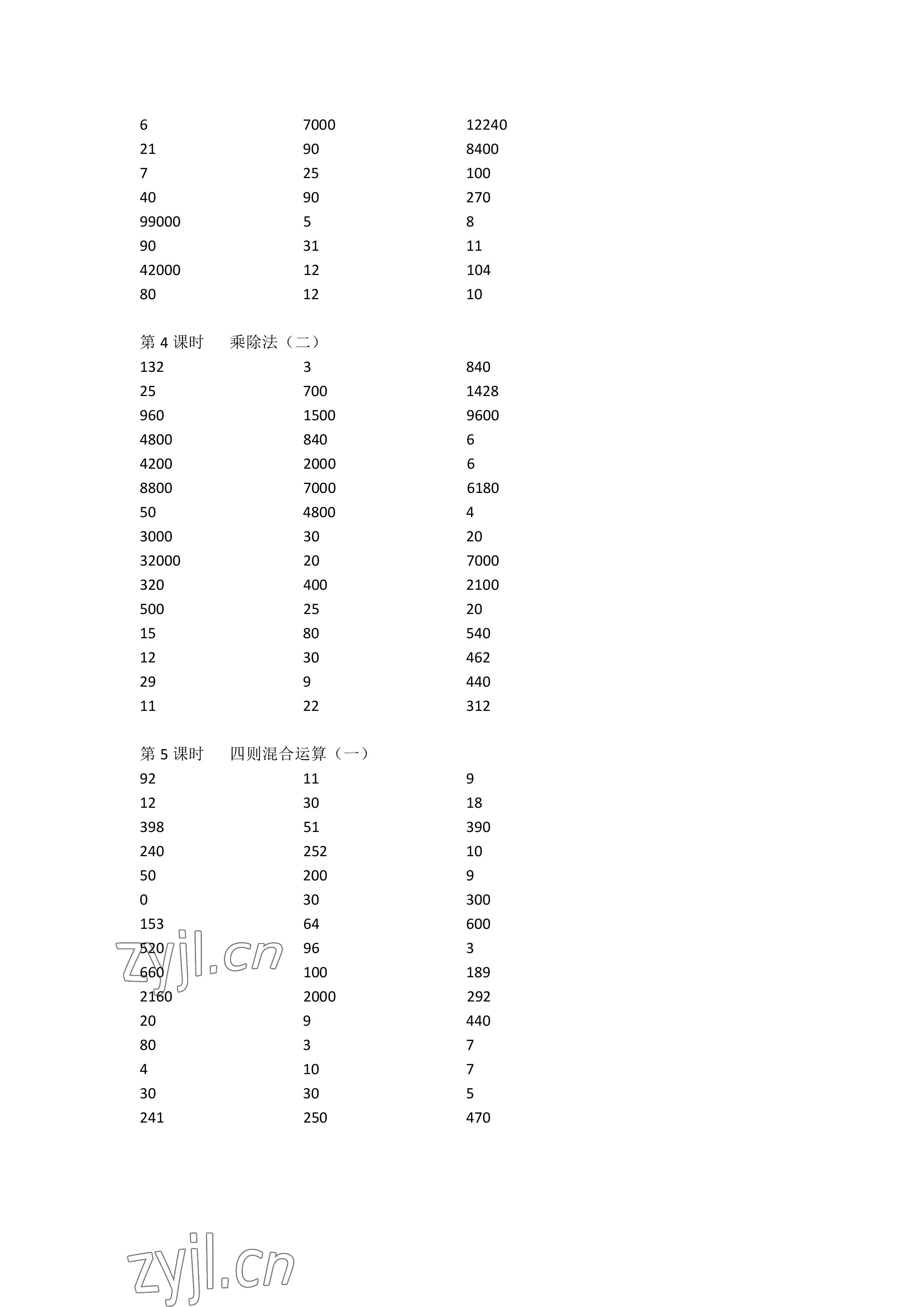 2023年小學(xué)數(shù)學(xué)口算速算心算四年級下冊人教版 參考答案第2頁