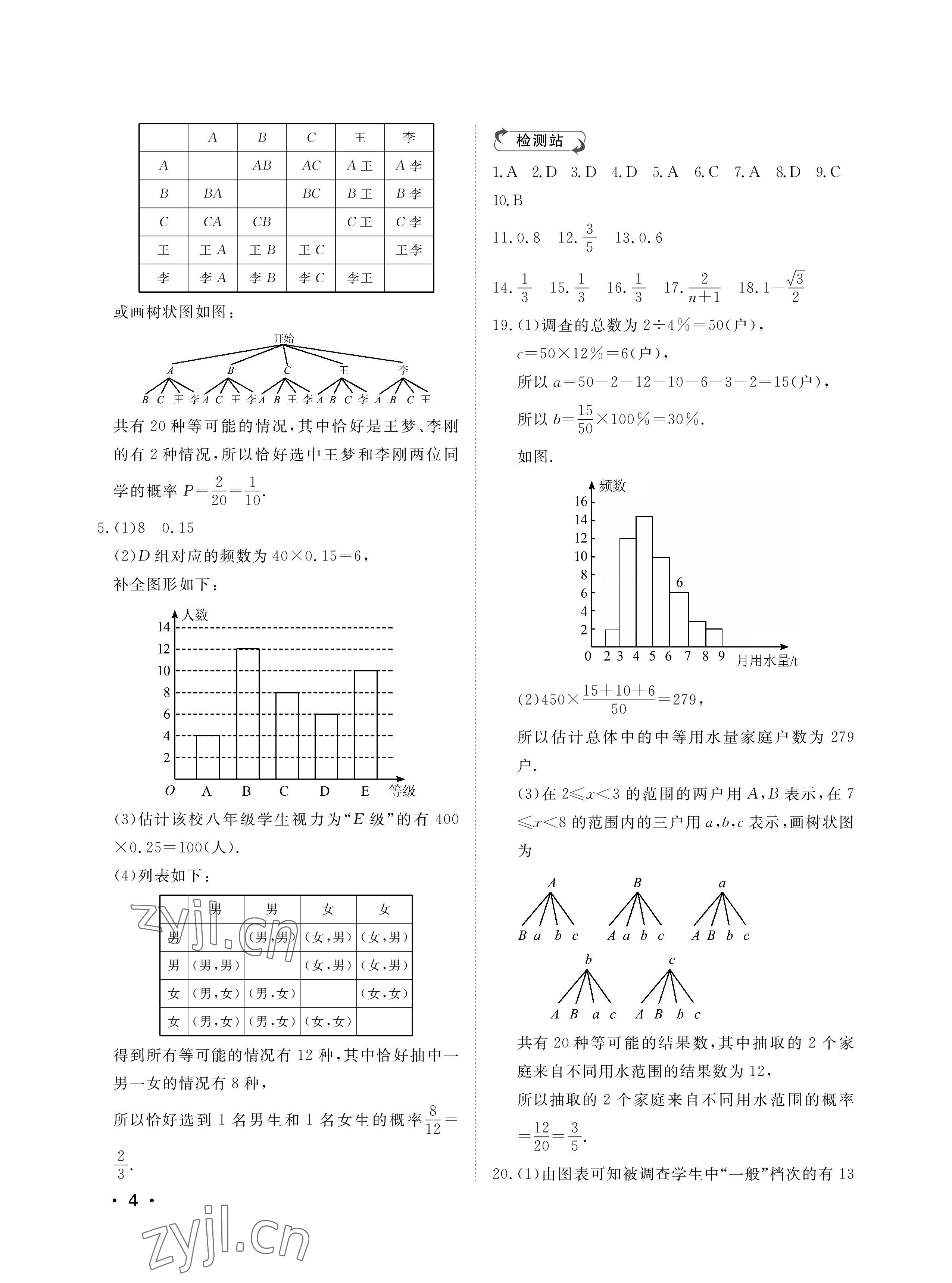 2023年行知天下九年級(jí)數(shù)學(xué)下冊(cè)青島版 參考答案第4頁(yè)