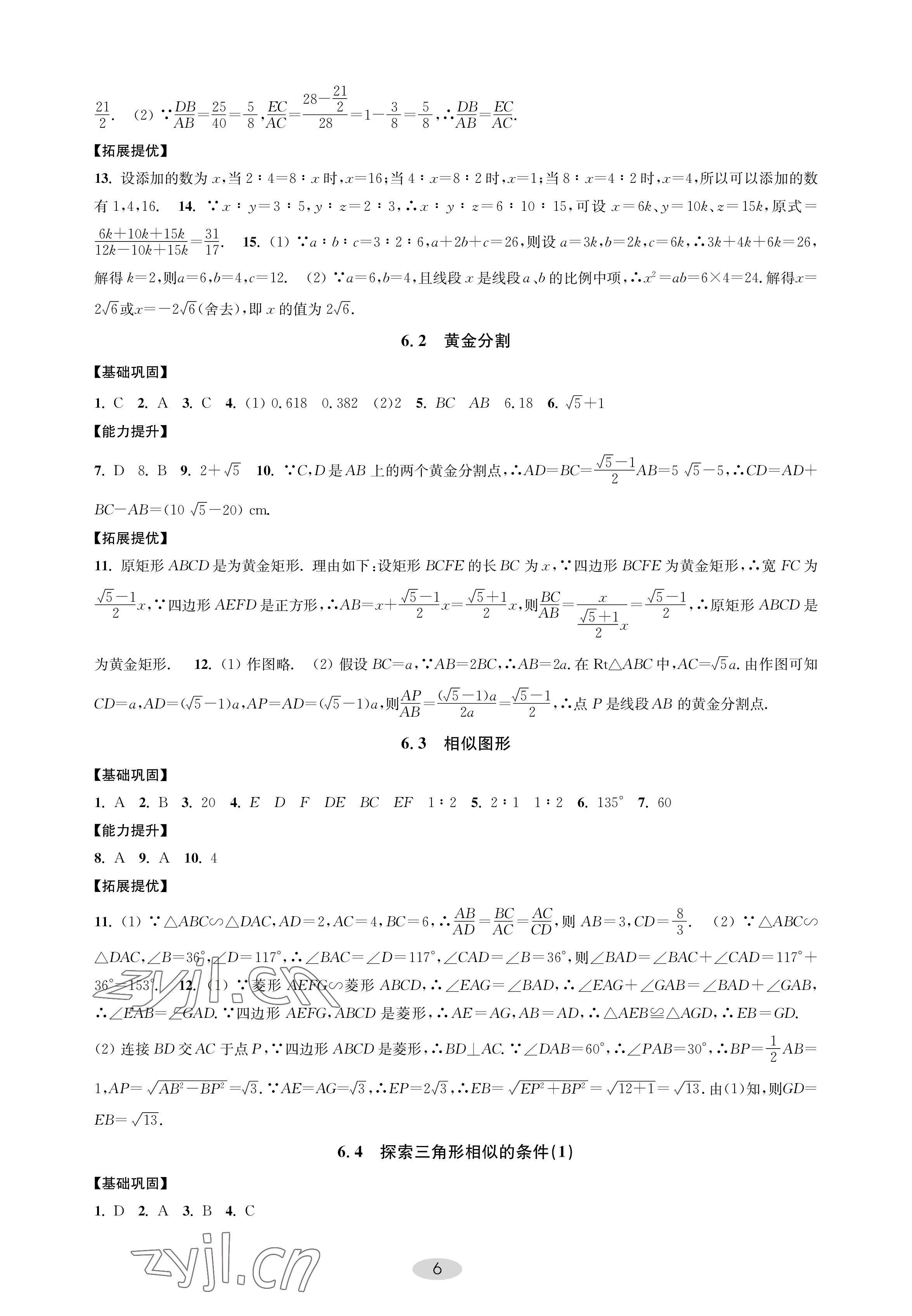 2023年關鍵能力進階九年級數學下冊蘇科版 參考答案第6頁