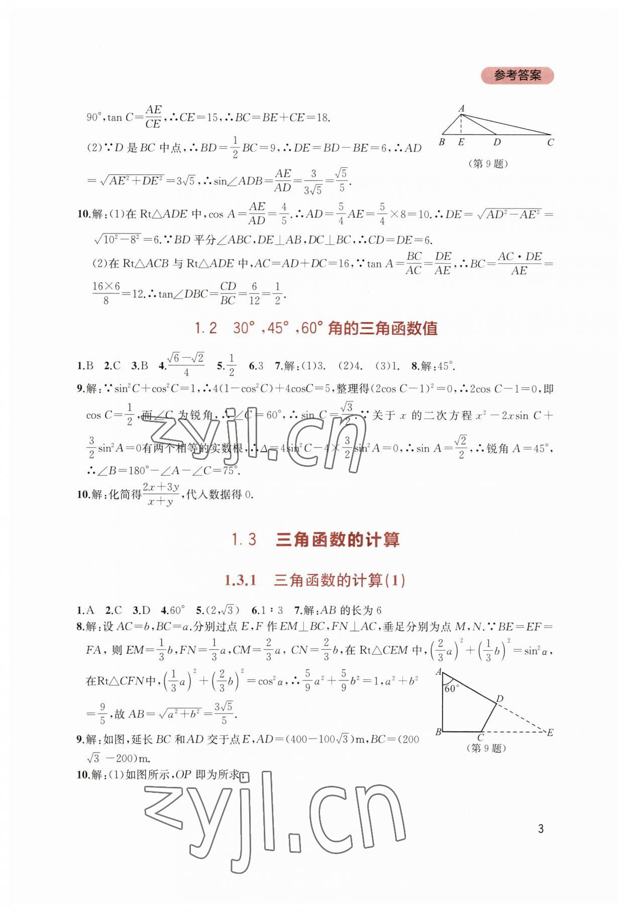 2023年新课程实践与探究丛书九年级数学下册北师大版 第3页