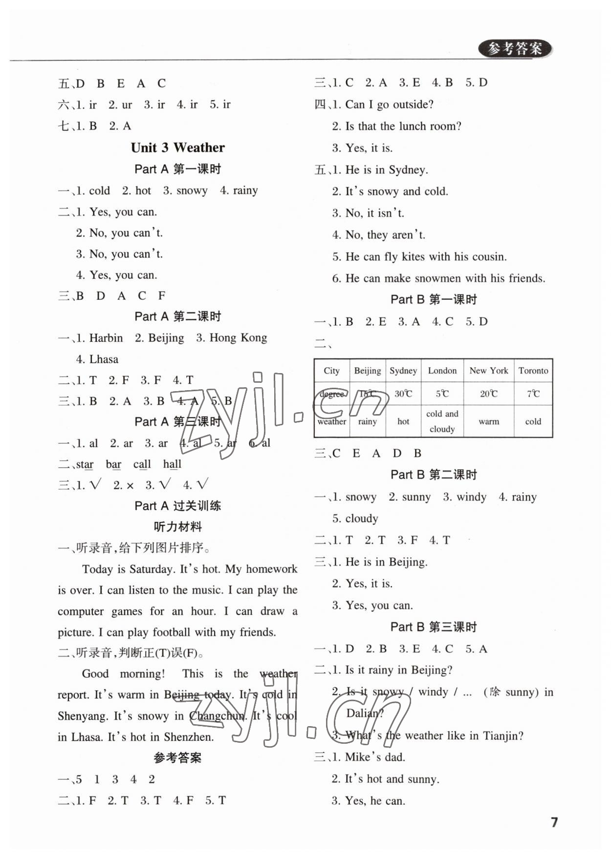 2023年状元坊全程突破导练测四年级英语下册人教版佛山专版 参考答案第6页