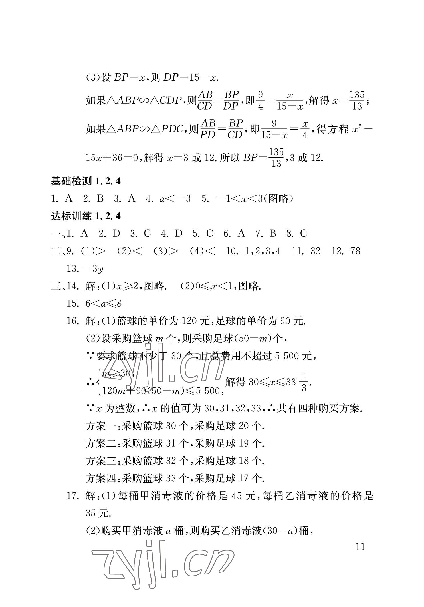 2023年剑指中考数学中考益阳专版 参考答案第11页