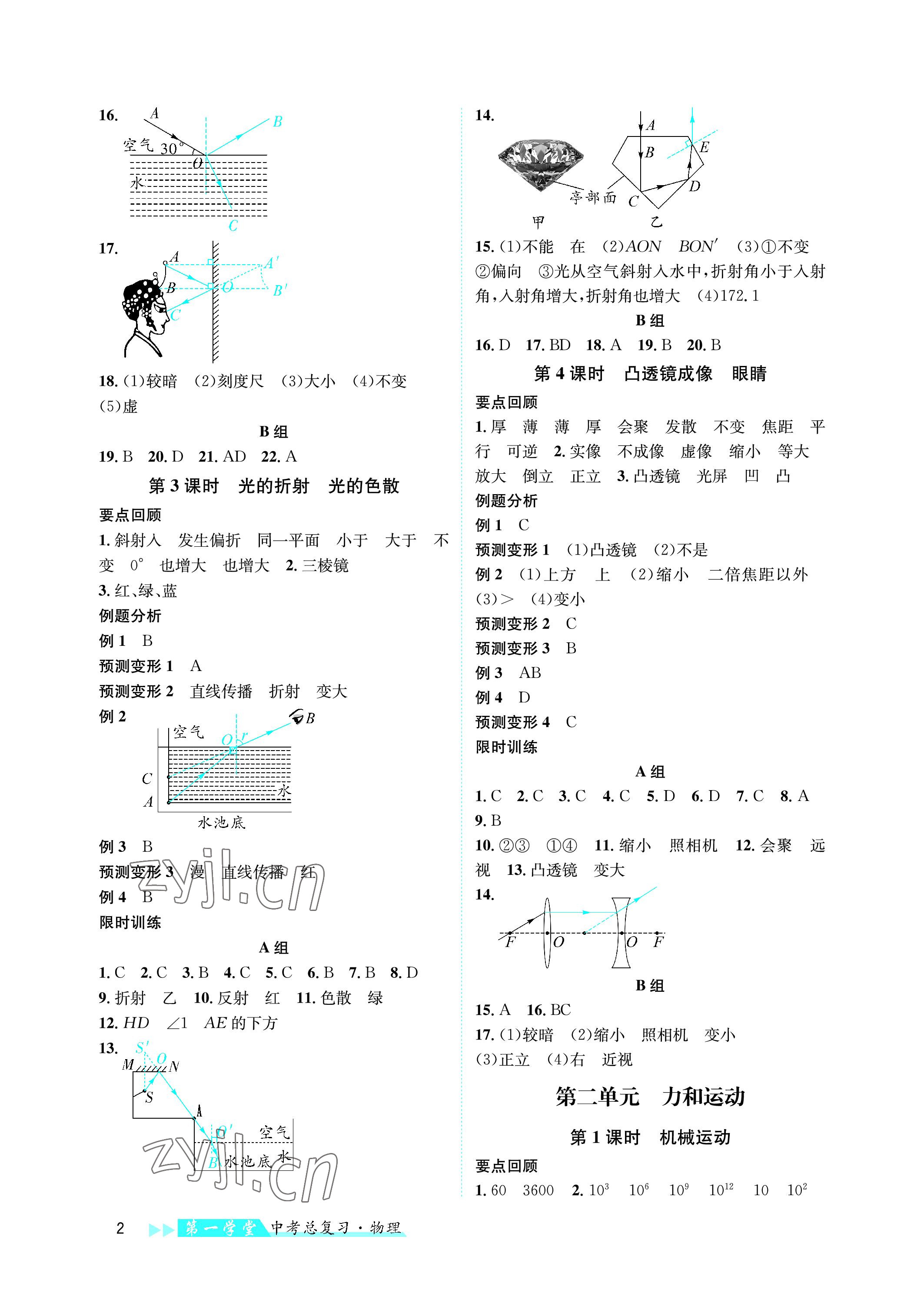 2023年第一學(xué)堂中考總復(fù)習(xí)物理 參考答案第2頁