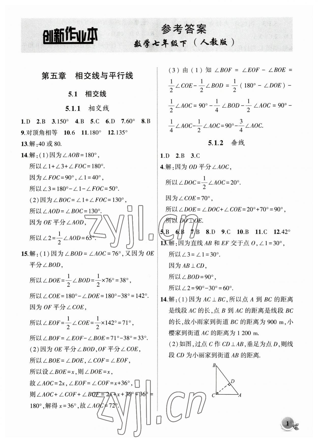 2023年创新课堂创新作业本七年级数学下册人教版 第1页