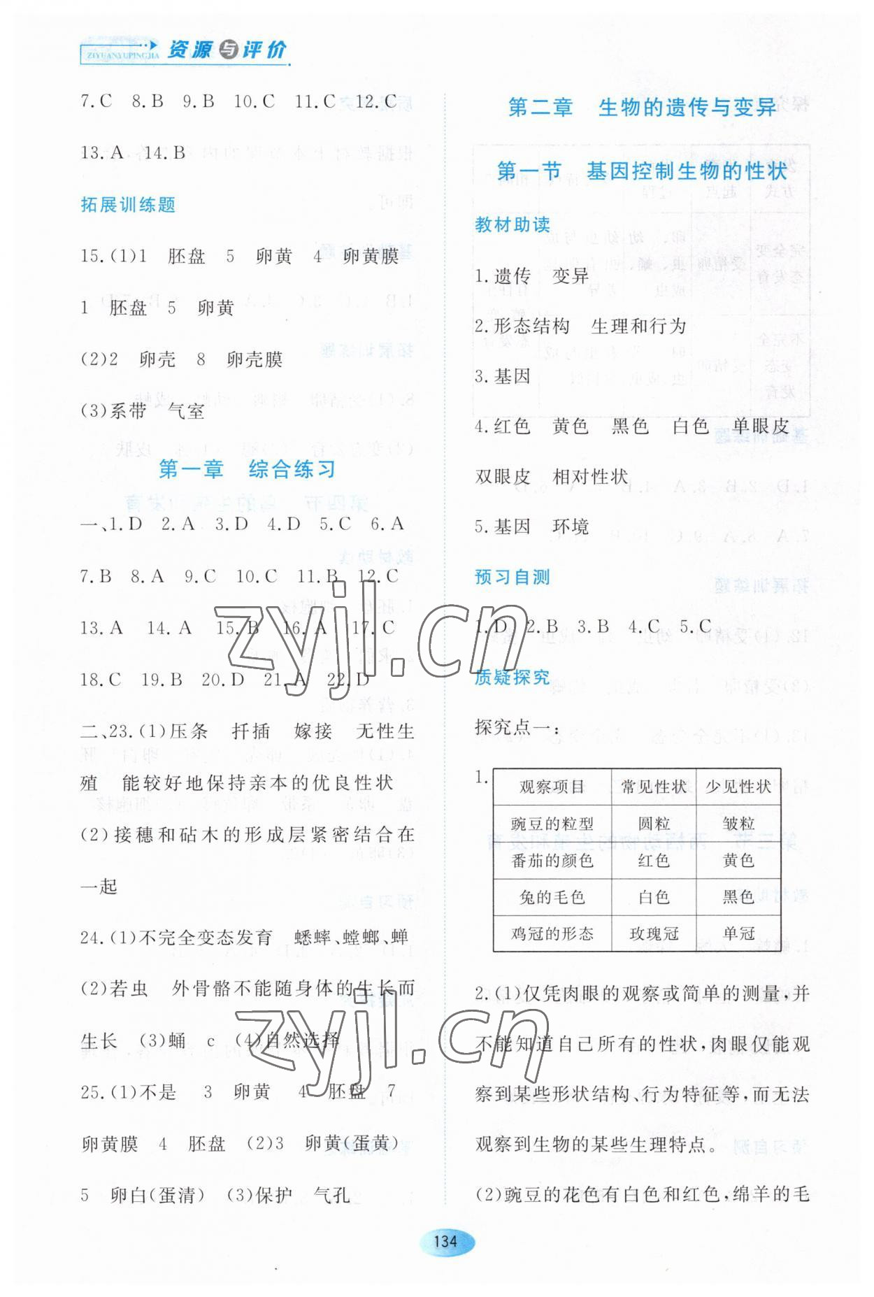 2023年資源與評(píng)價(jià)黑龍江教育出版社八年級(jí)生物下冊(cè)人教版大慶專版 第4頁(yè)