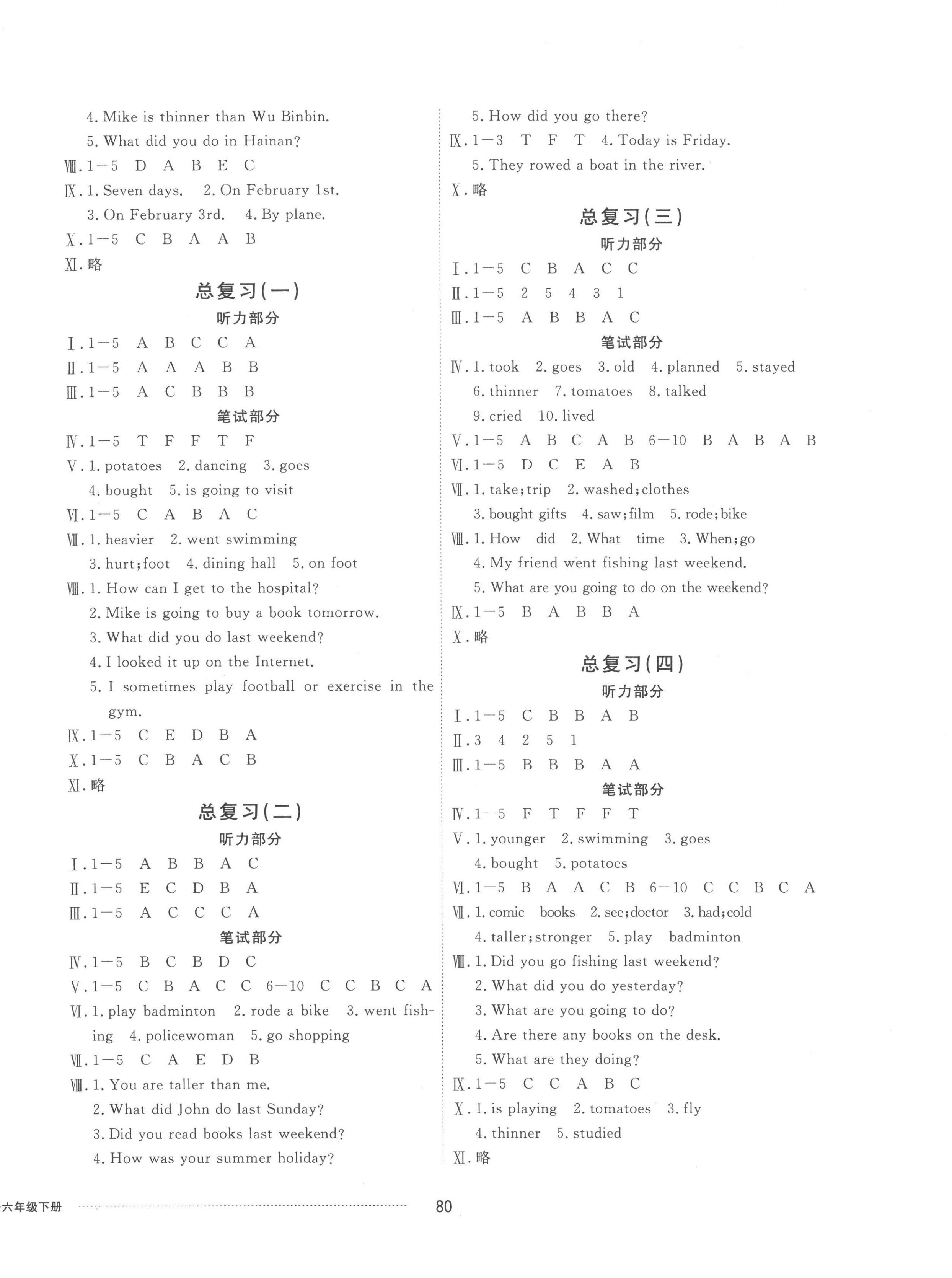 2023年同步練習(xí)冊配套單元自測卷六年級(jí)英語下冊人教版 第4頁