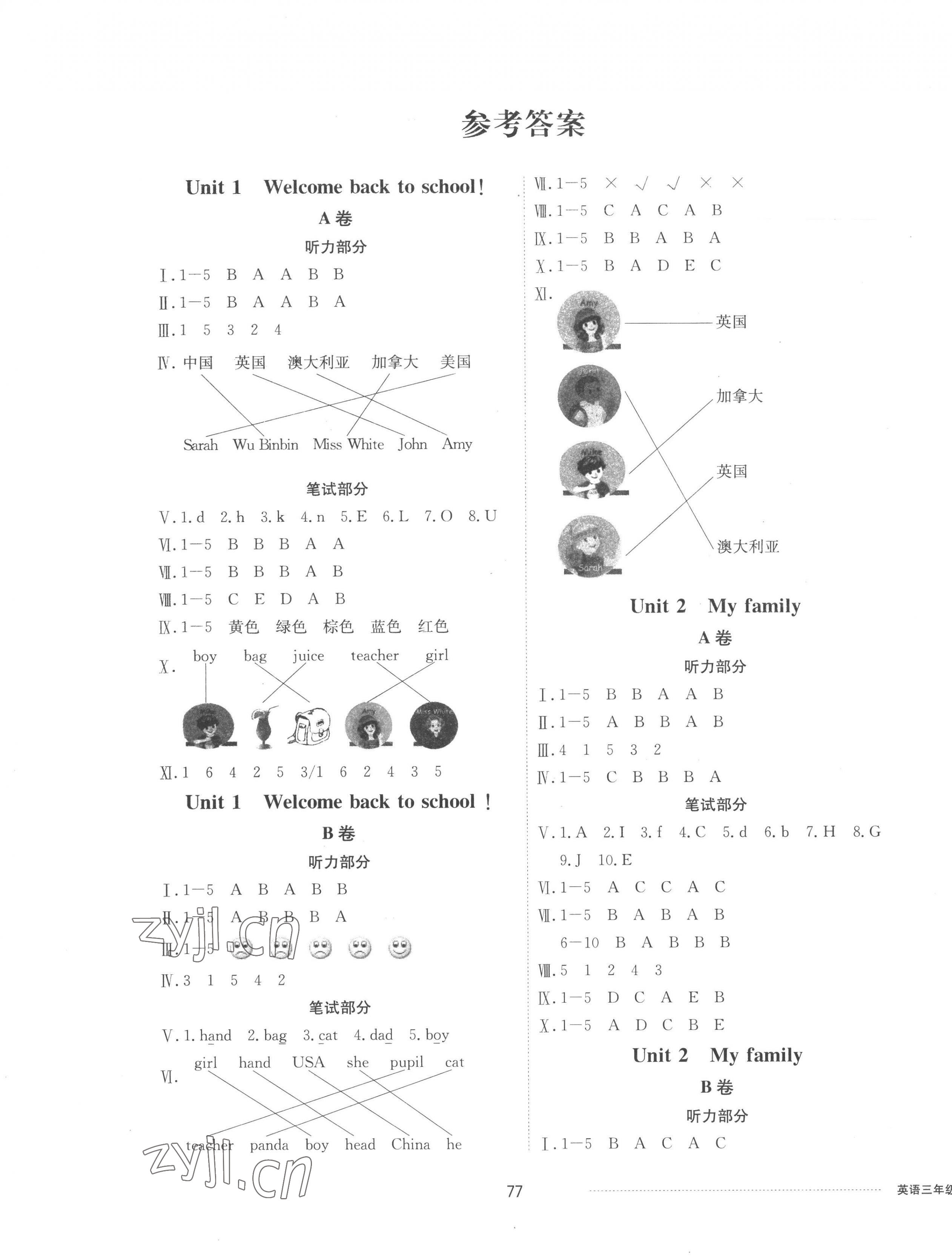 2023年同步練習(xí)冊(cè)配套單元自測(cè)卷三年級(jí)英語(yǔ)下冊(cè)人教版 第1頁(yè)