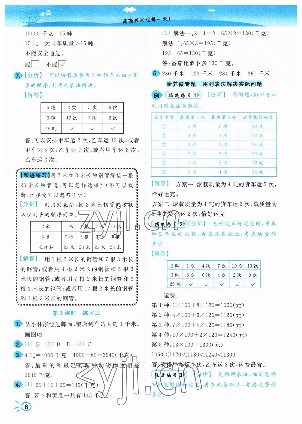 2023年小題狂做培優作業本三年級數學下冊蘇教版 參考答案第6頁