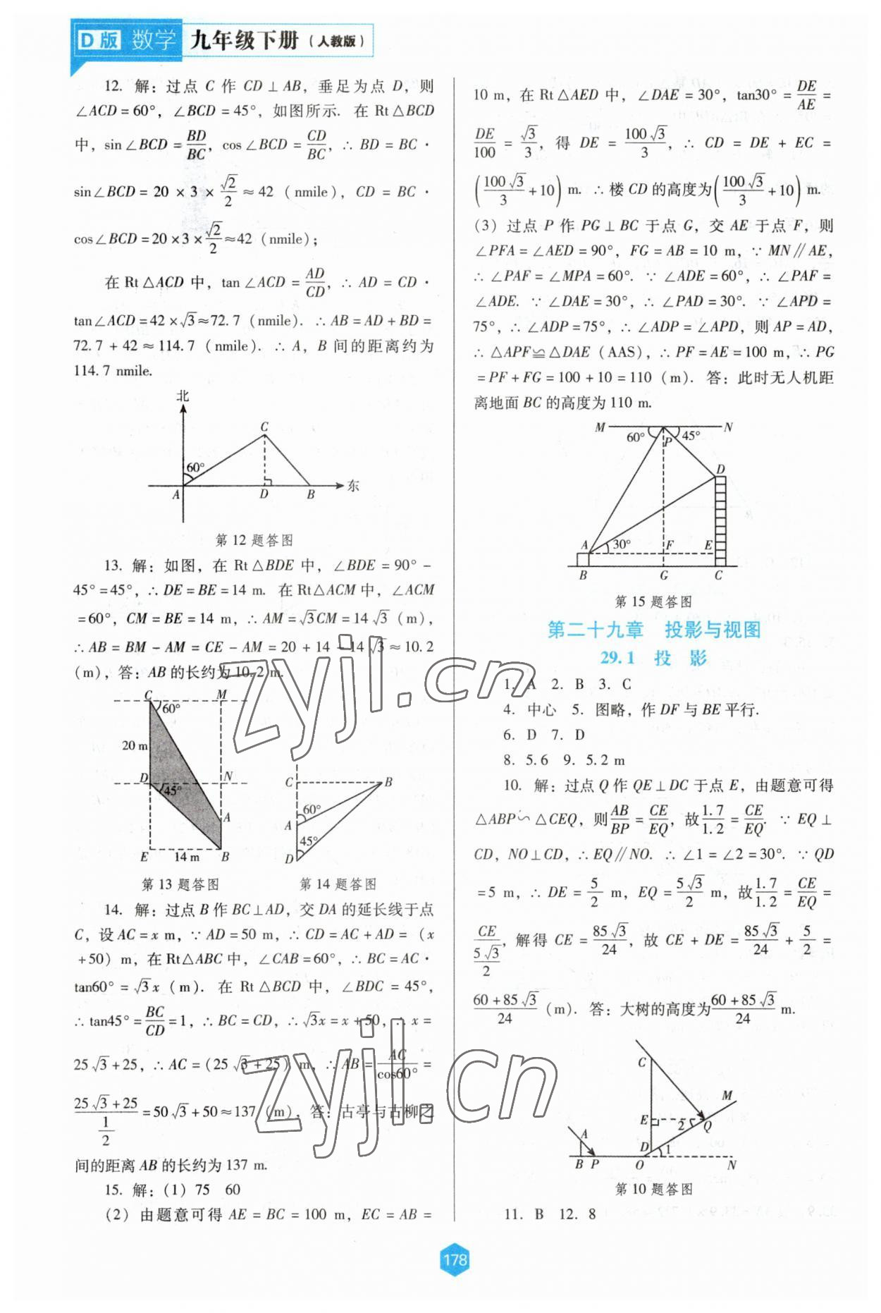 2023年新课程能力培养九年级数学下册人教版D版 参考答案第3页