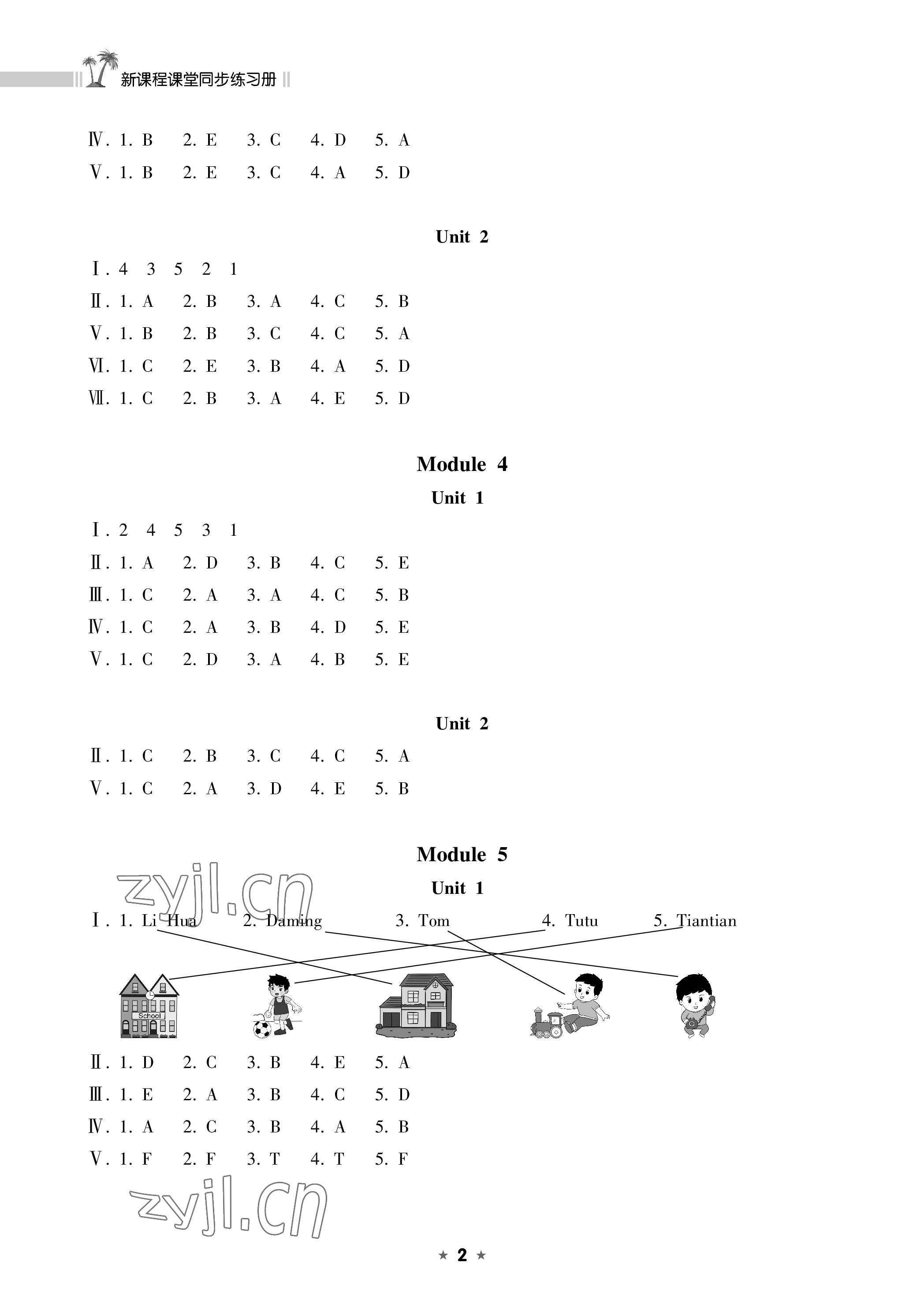 2023年新課程課堂同步練習冊三年級英語下冊外研版 參考答案第2頁