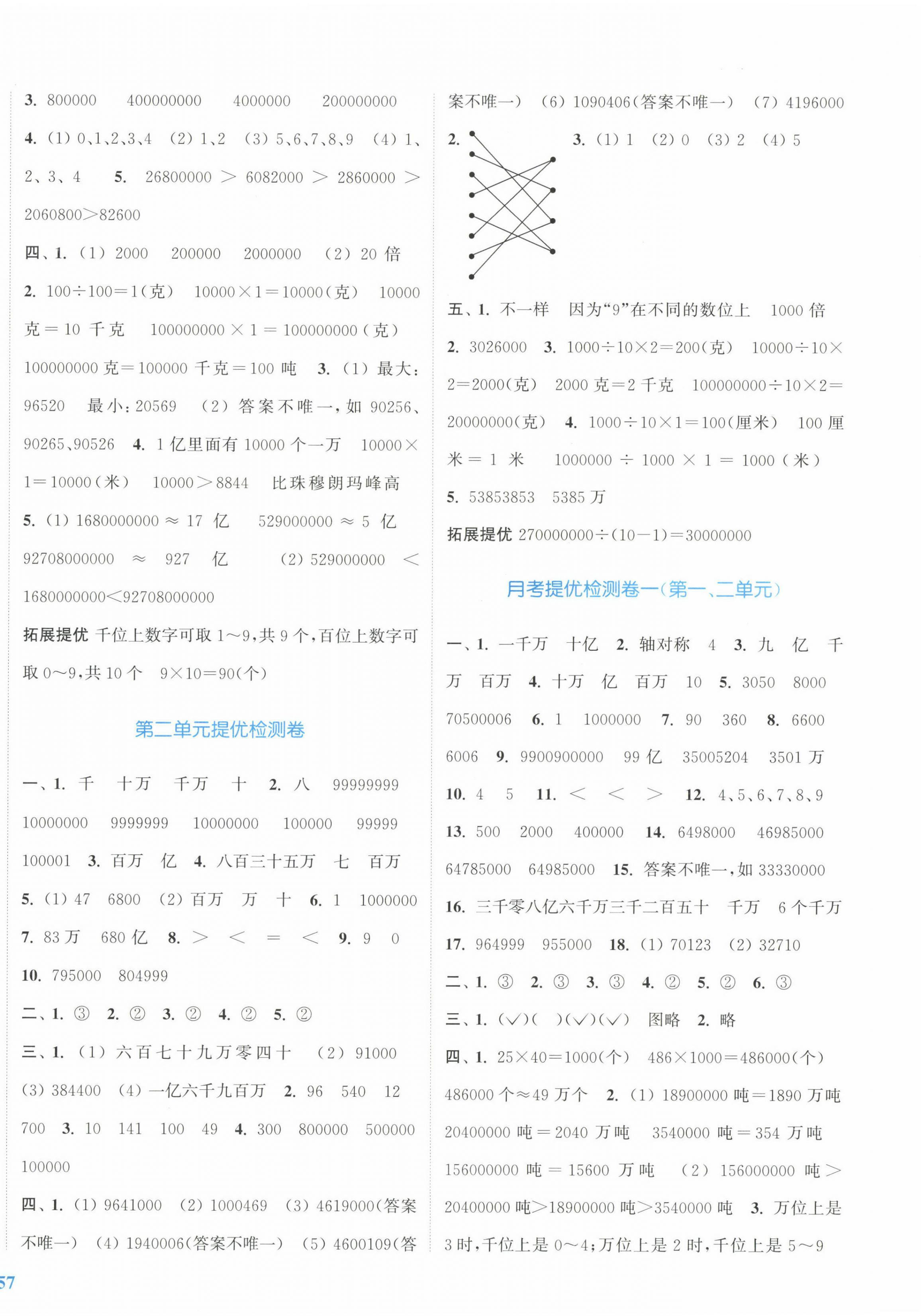 2023年复习金卷同步跟踪大试卷四年级数学下册苏教版提优版 参考答案第2页