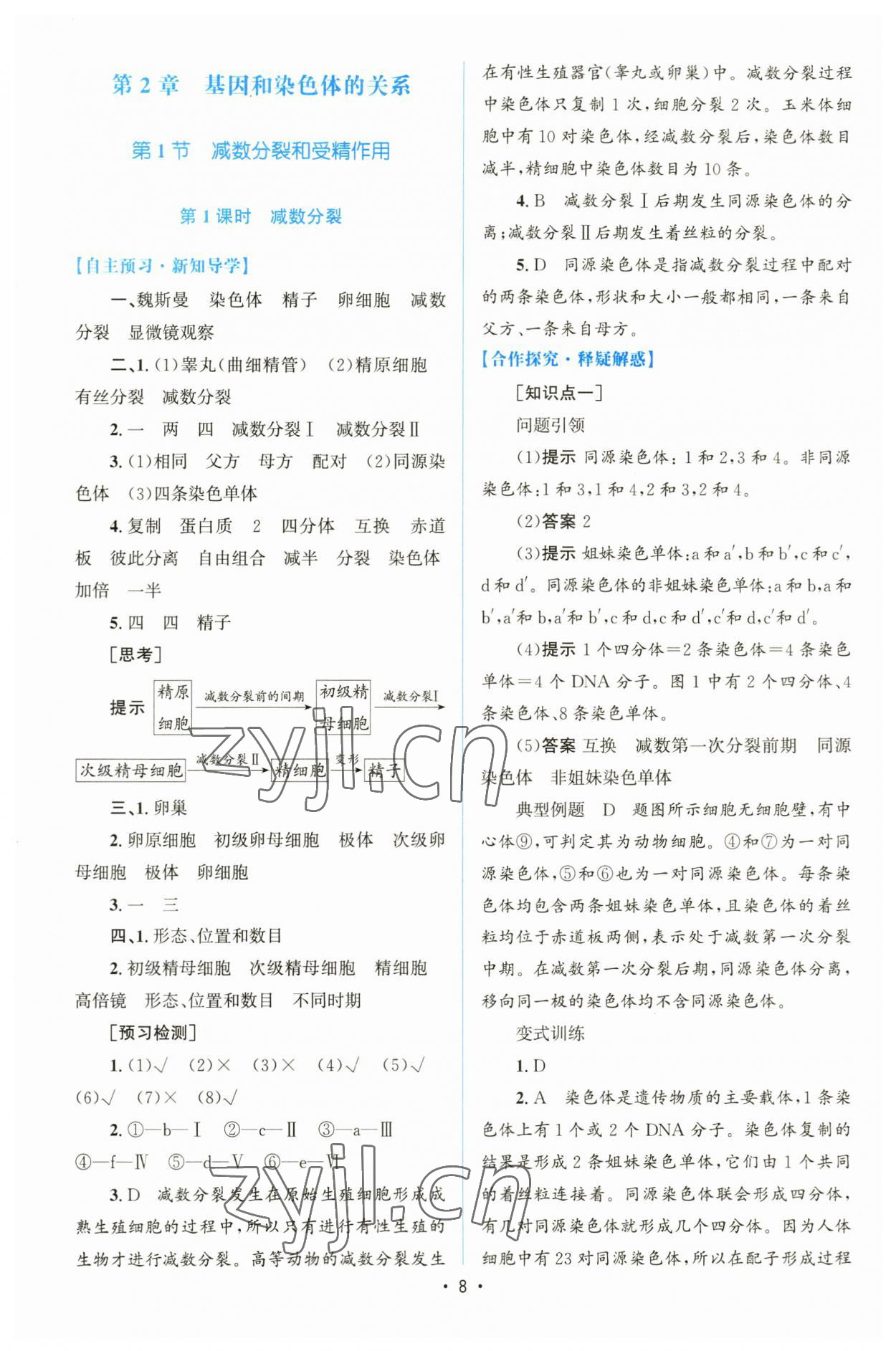 2023年高中同步測(cè)控優(yōu)化設(shè)計(jì)高中生物必修2人教版增強(qiáng)版 參考答案第7頁(yè)