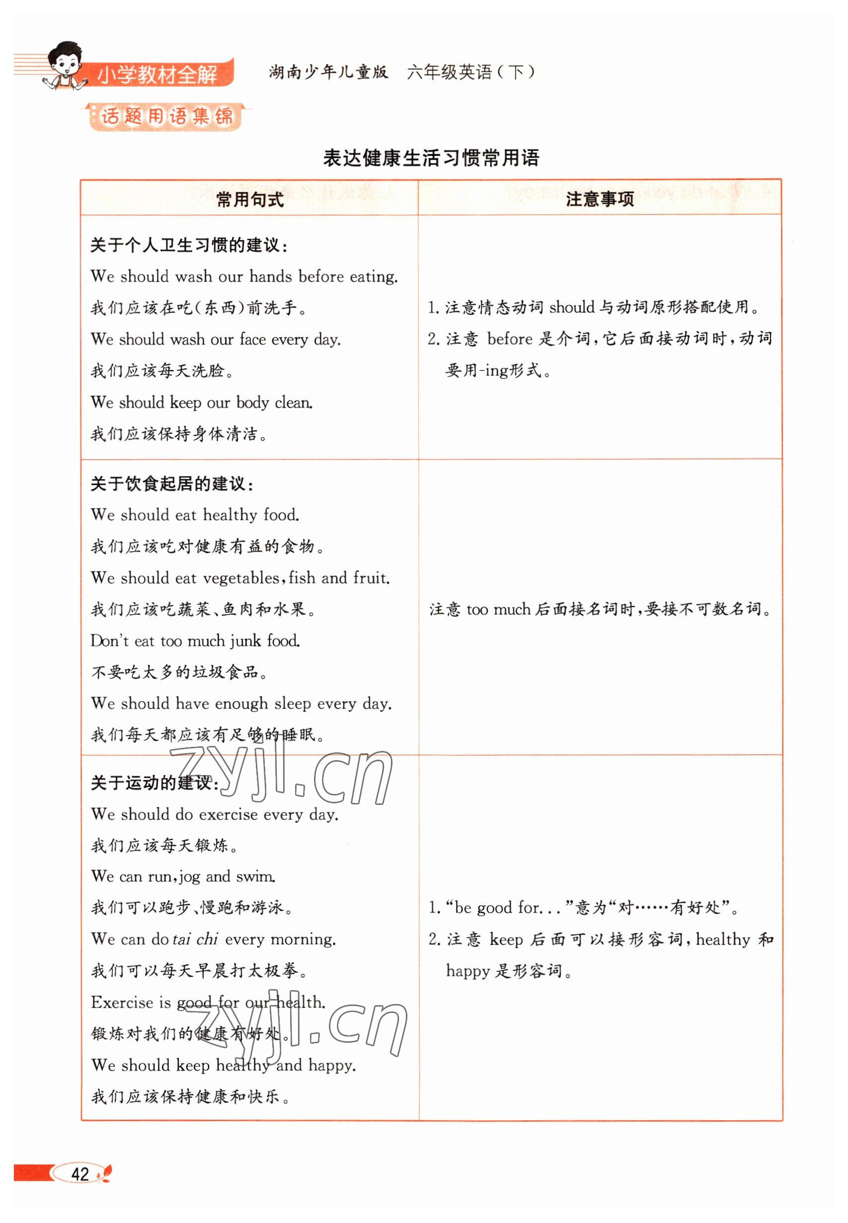 2023年教材課本六年級(jí)英語下冊(cè)湘少版 參考答案第42頁