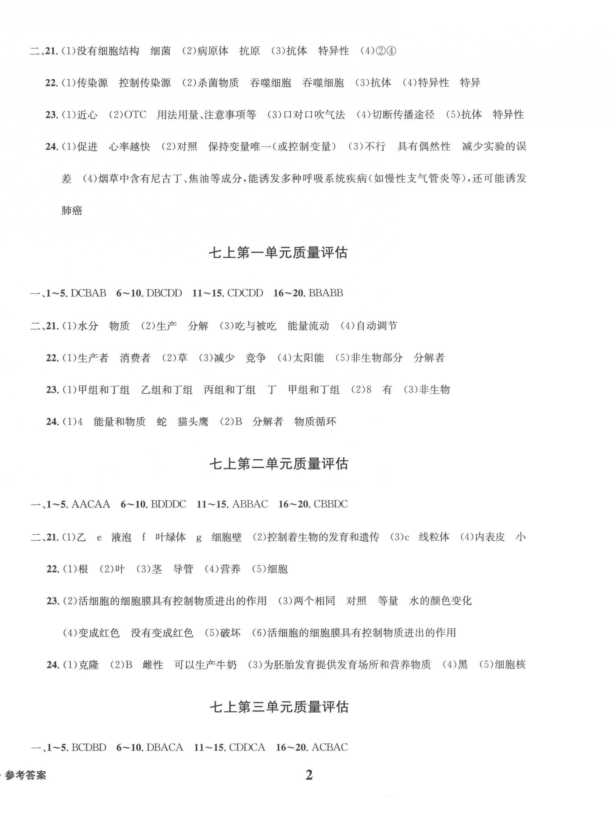 2023年学业质量测试簿八年级生物下册人教版 第2页