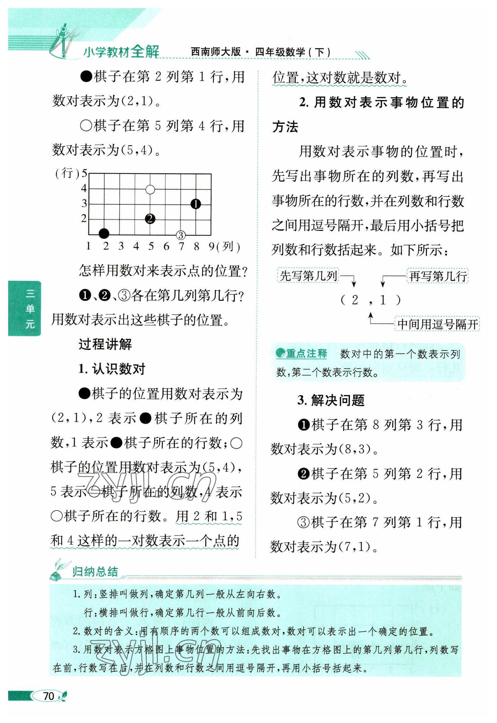 2023年教材課本四年級數(shù)學(xué)下冊西師大版 參考答案第70頁