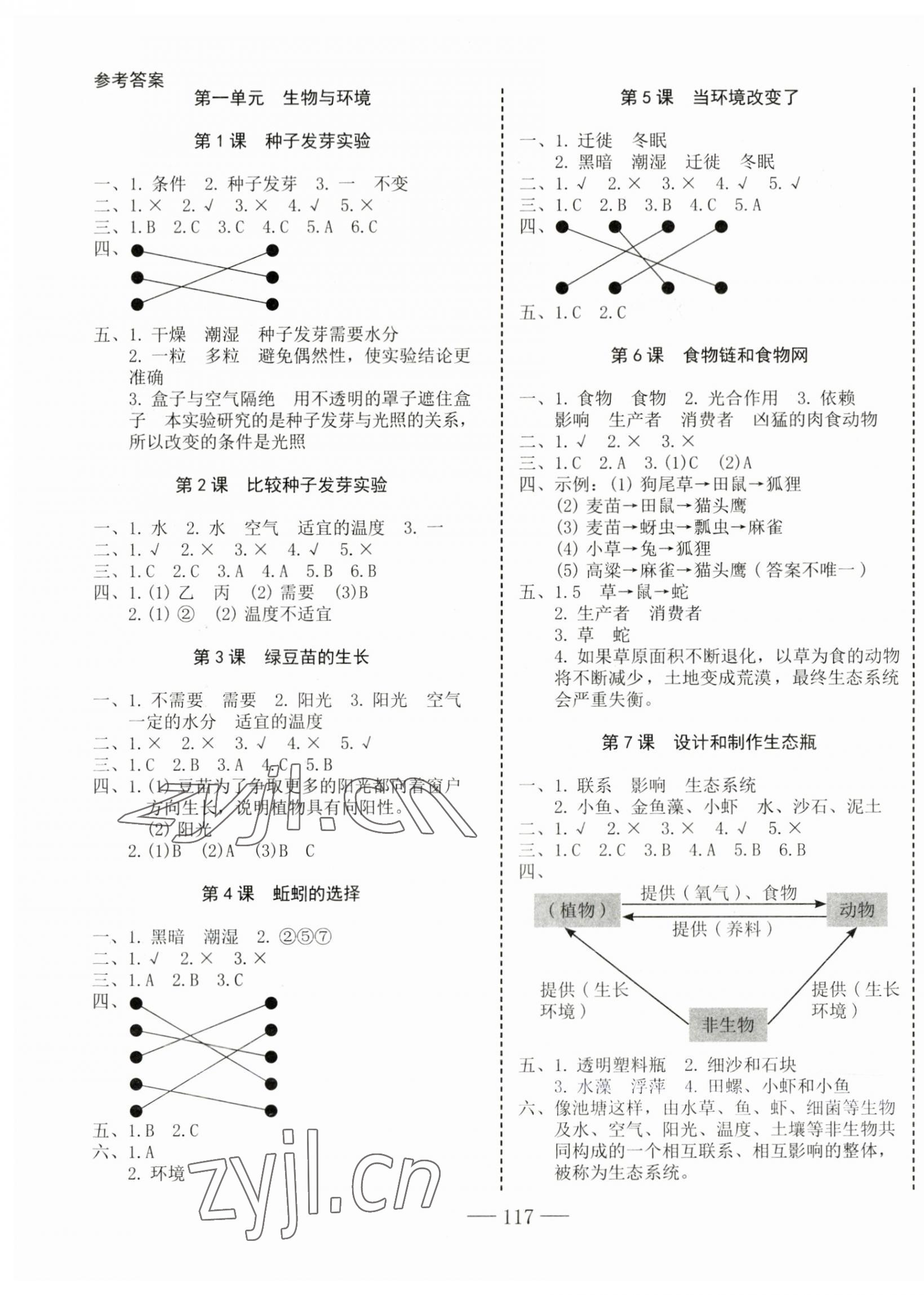 2023年科学速记大通关五年级下册教科版 参考答案第1页