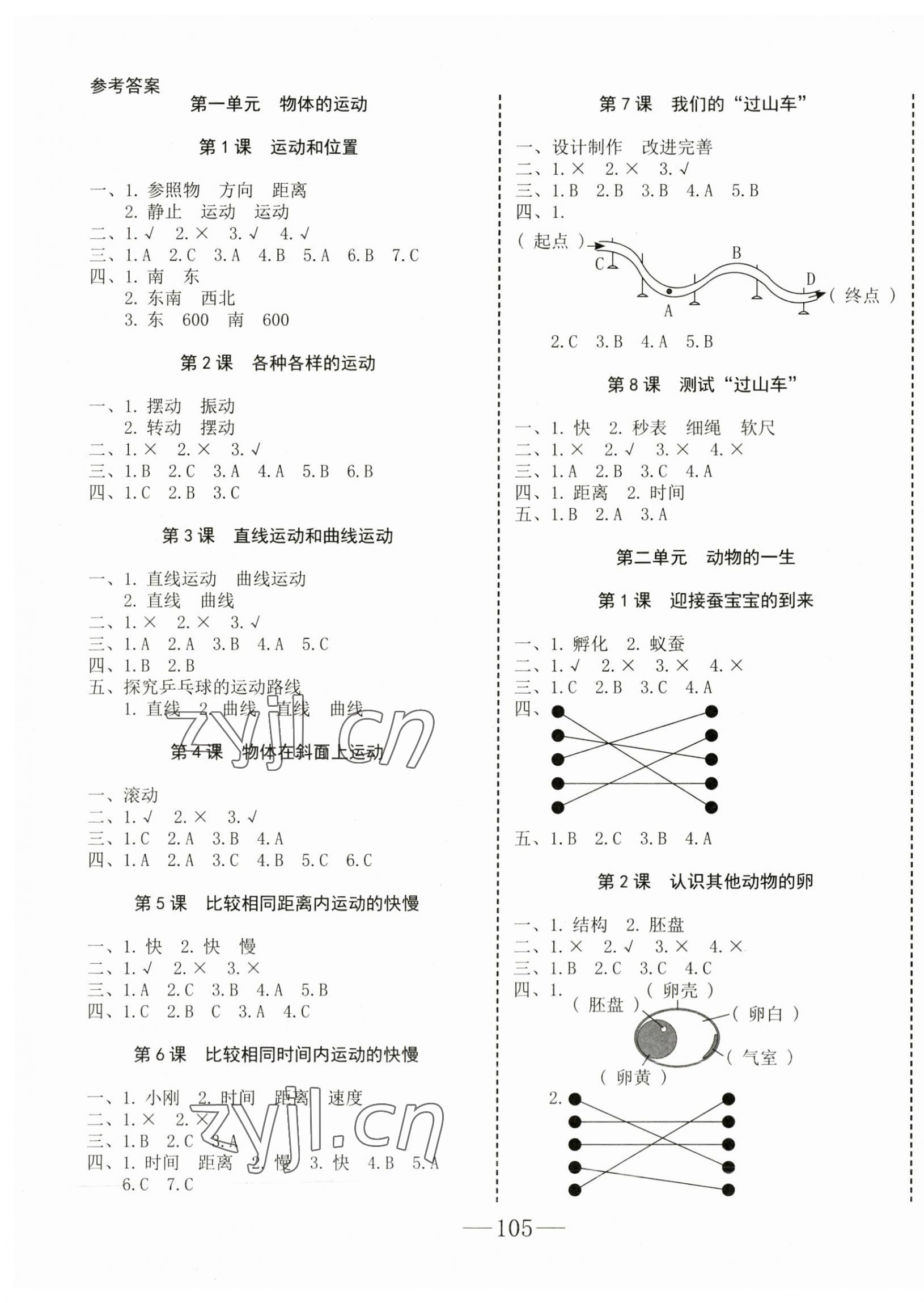 2023年科学速记大通关三年级下册教科版 参考答案第1页