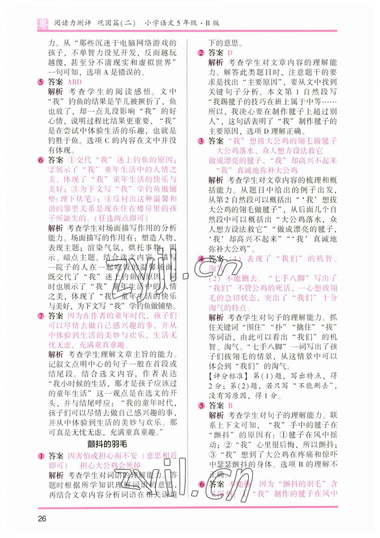 2023年木頭馬閱讀力測評(píng)五年級(jí)語文廣東專版 參考答案第8頁