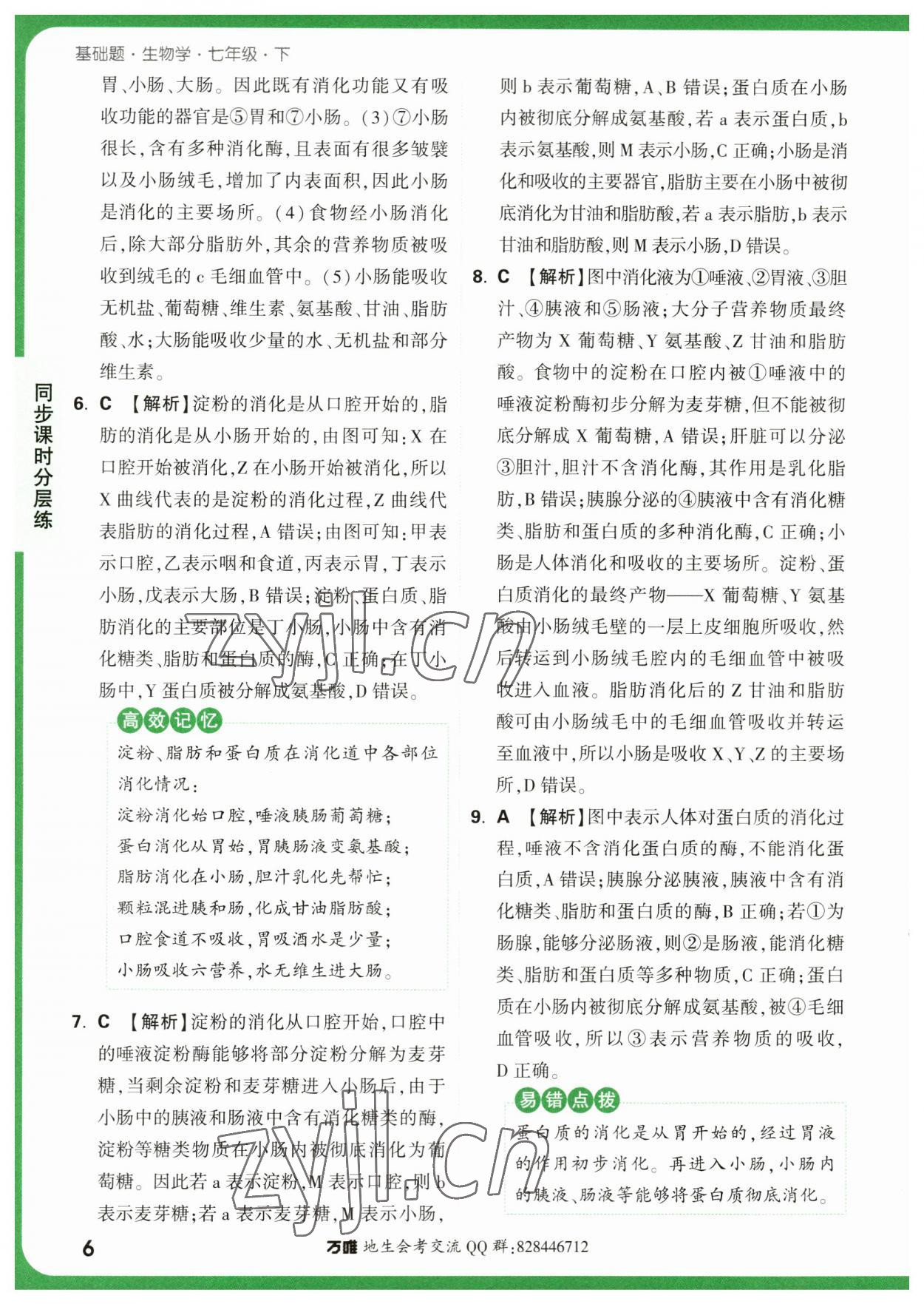 2023年萬唯中考基礎(chǔ)題七年級生物下冊人教版 第6頁