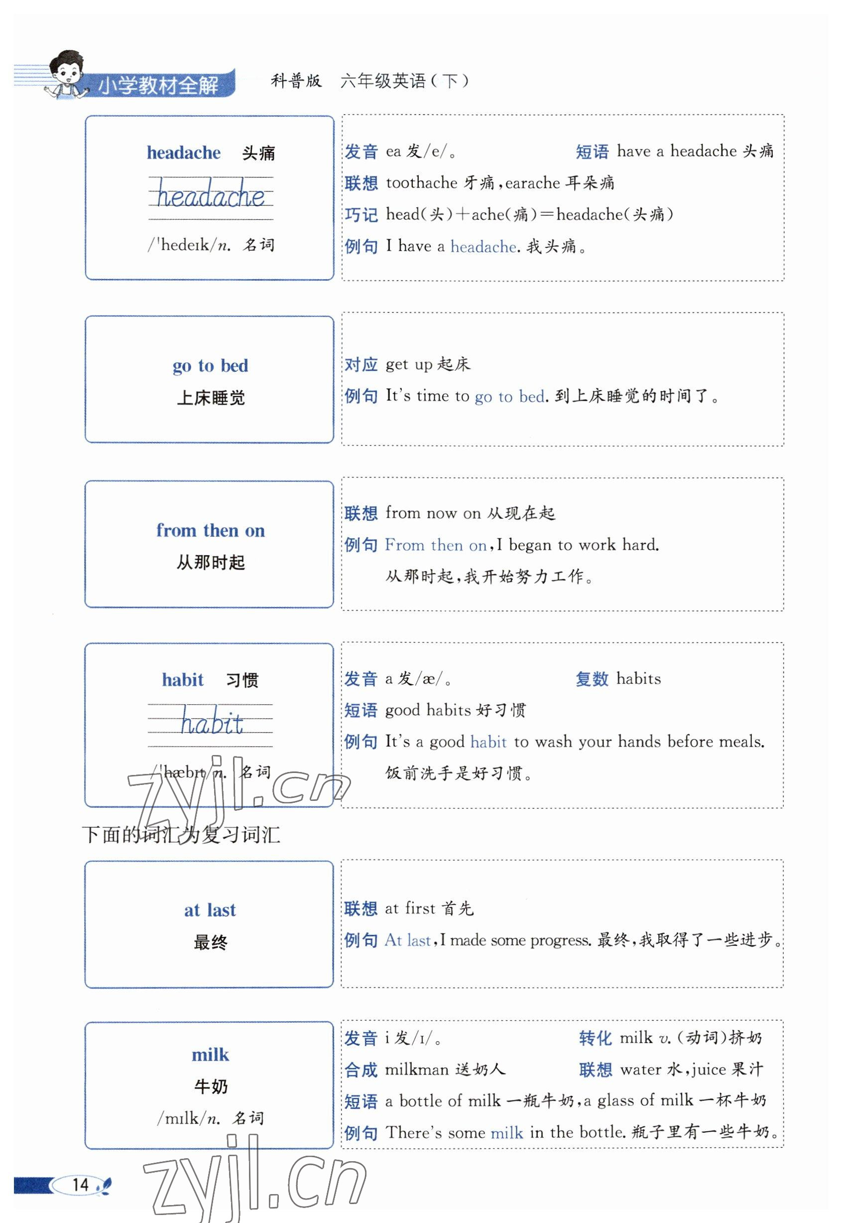 2023年教材課本六年級英語下冊科普版 參考答案第14頁