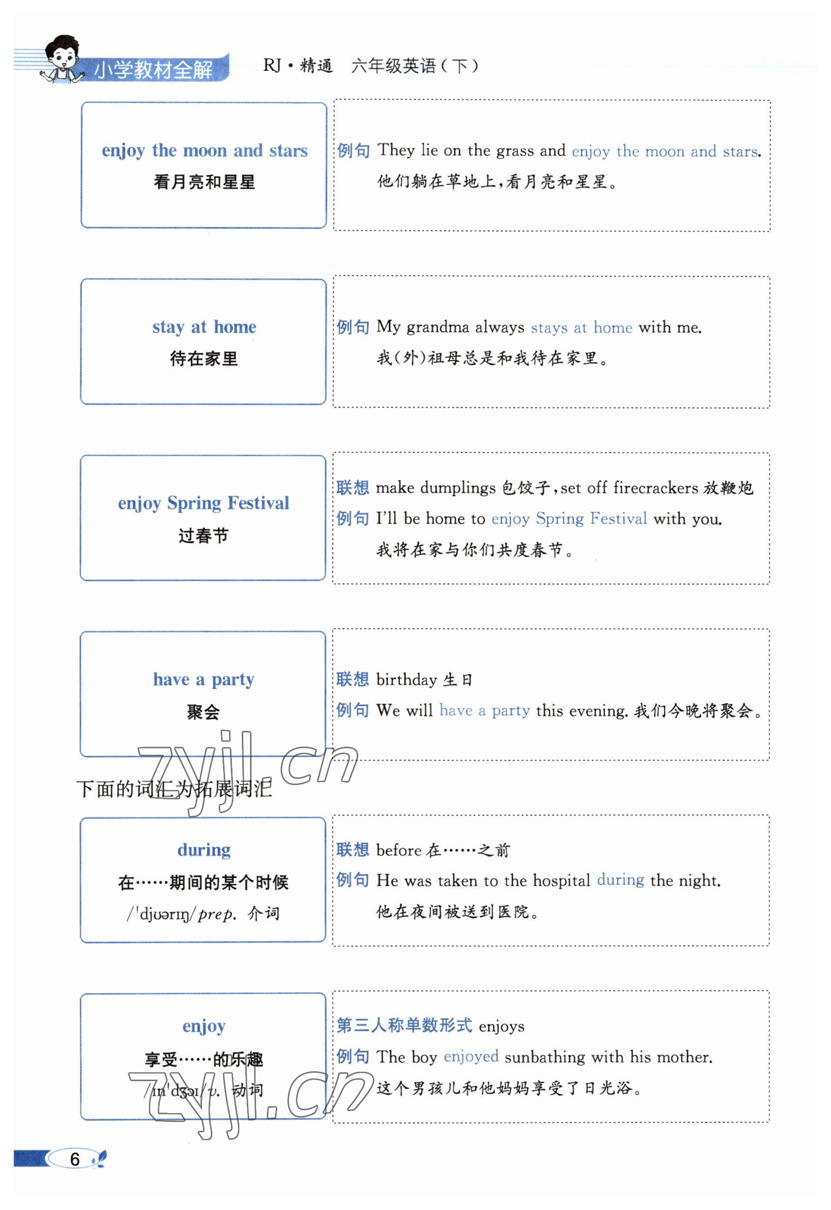 2023年教材課本六年級英語下冊人教精通版 參考答案第6頁