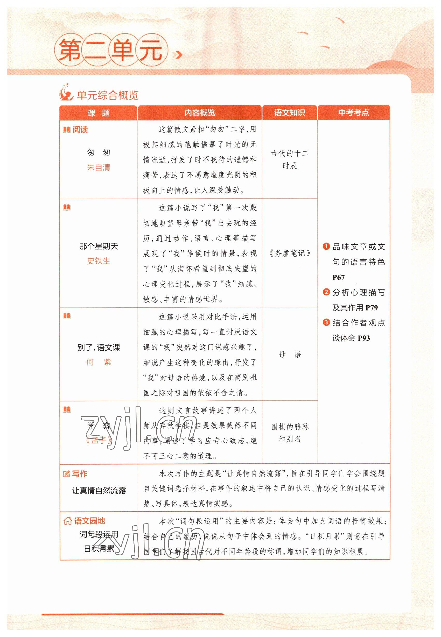 2023年教材課本六年級語文下冊人教版五四制 參考答案第59頁