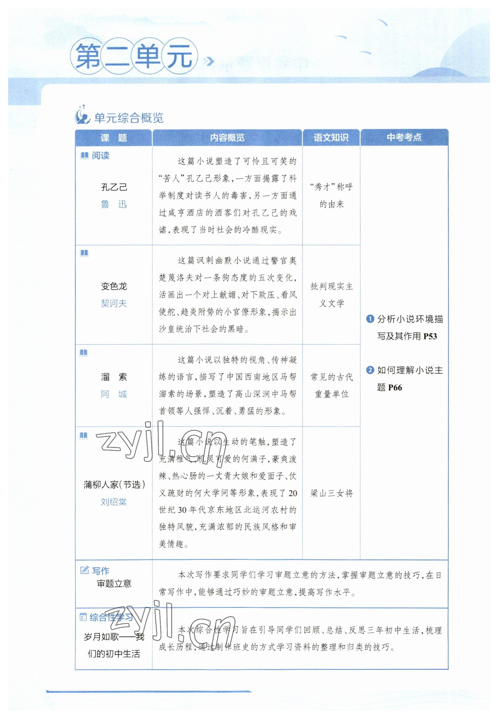 2023年教材課本九年級語文下冊人教版五四制 參考答案第40頁