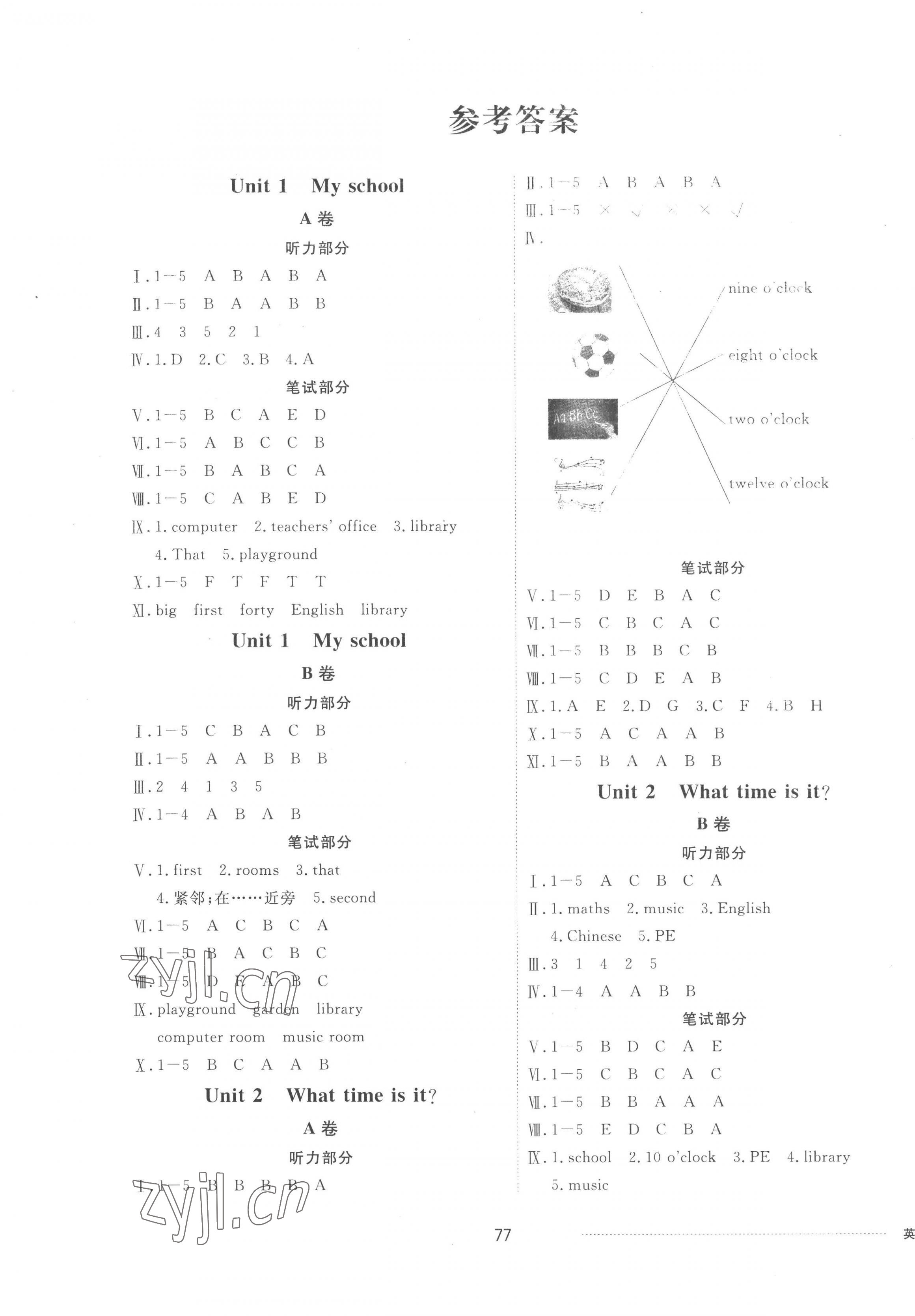 2023年同步練習(xí)冊配套單元自測卷四年級英語下冊人教版 第1頁