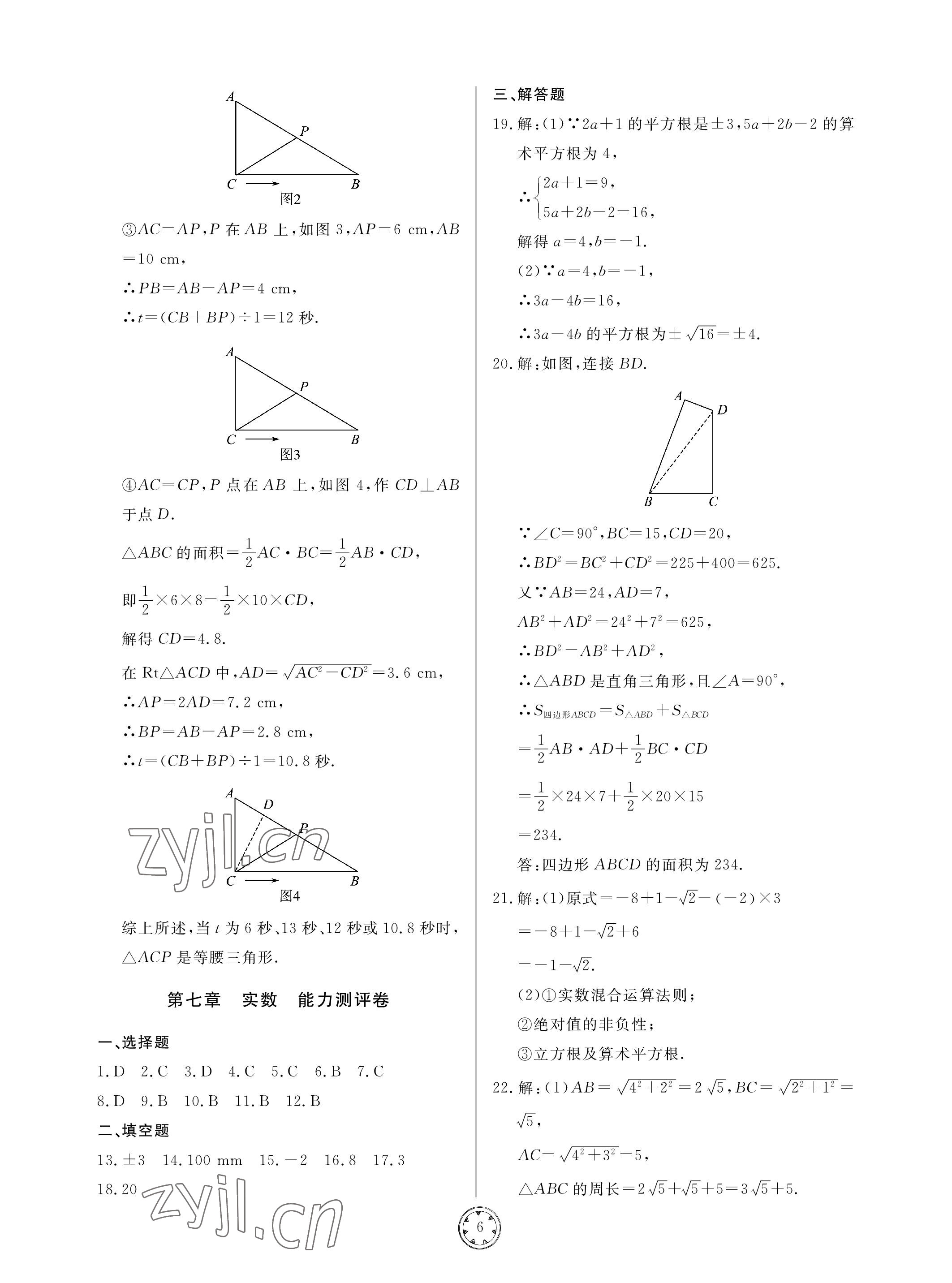 2023年同步練習(xí)冊分層檢測卷八年級數(shù)學(xué)下冊青島版 參考答案第6頁