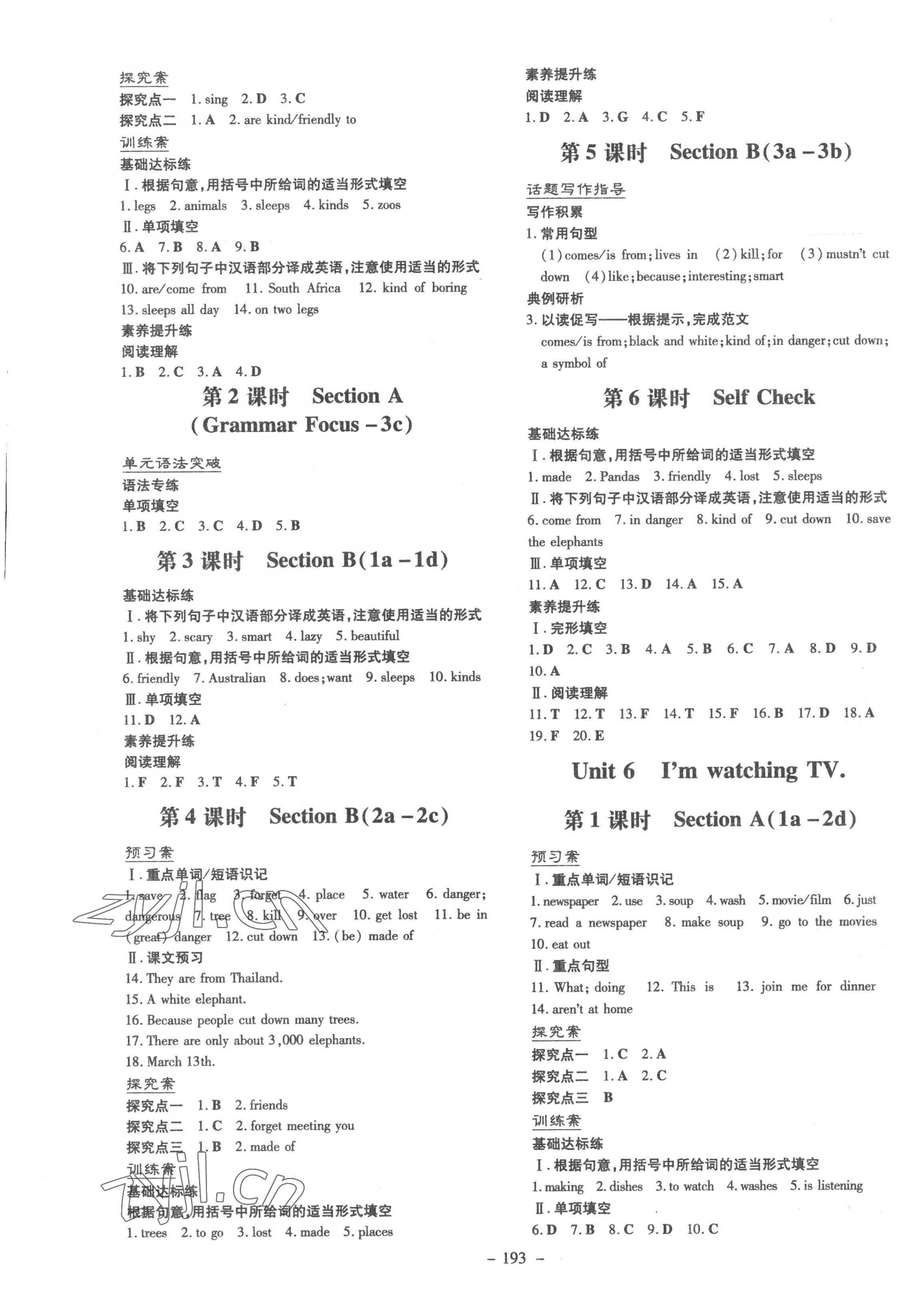 2023年初中同步学习导与练导学探究案七年级英语下册人教版云南专版 第5页