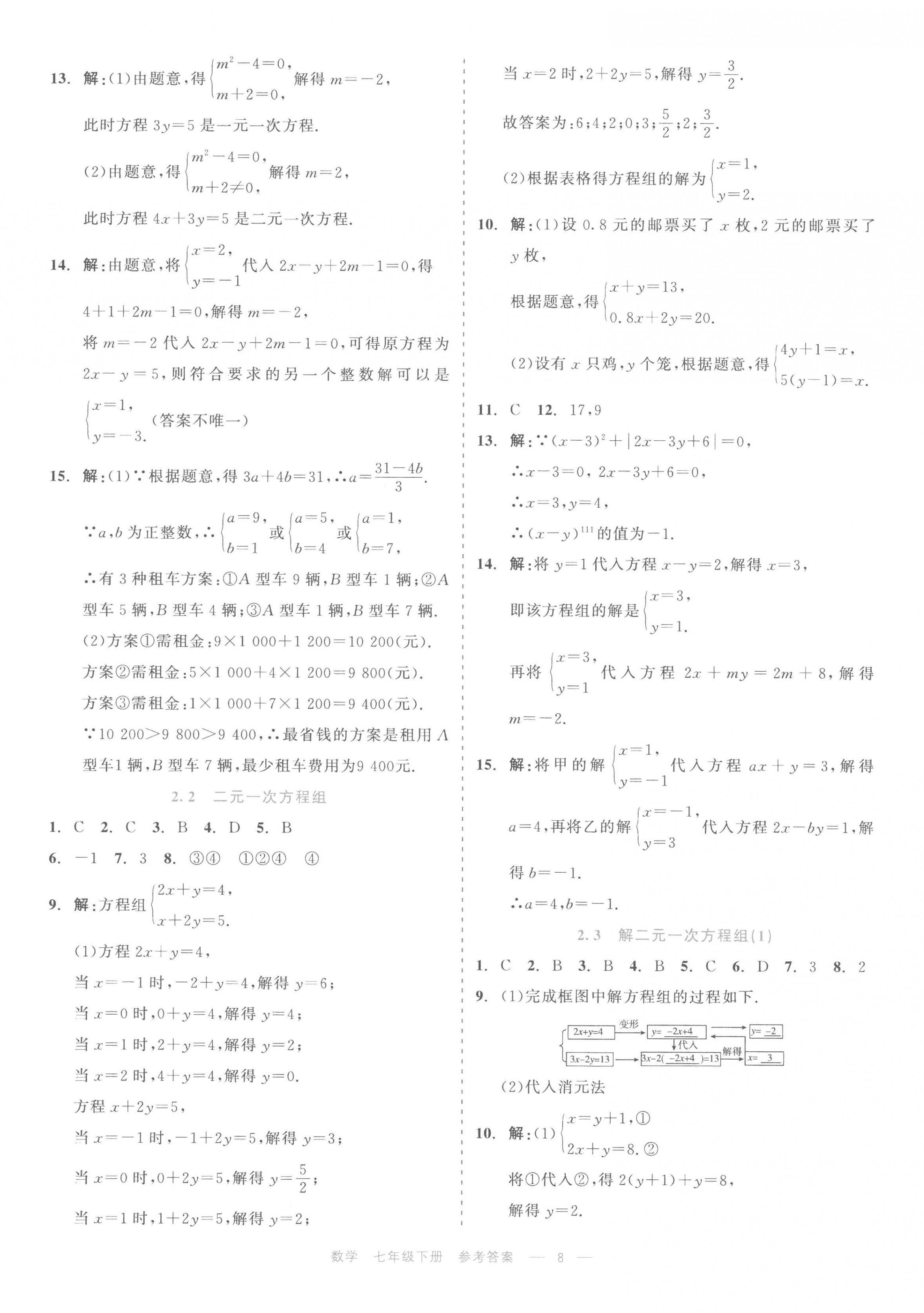 2023年精彩練習(xí)就練這一本七年級(jí)數(shù)學(xué)下冊(cè)浙教版評(píng)議教輔 第8頁(yè)