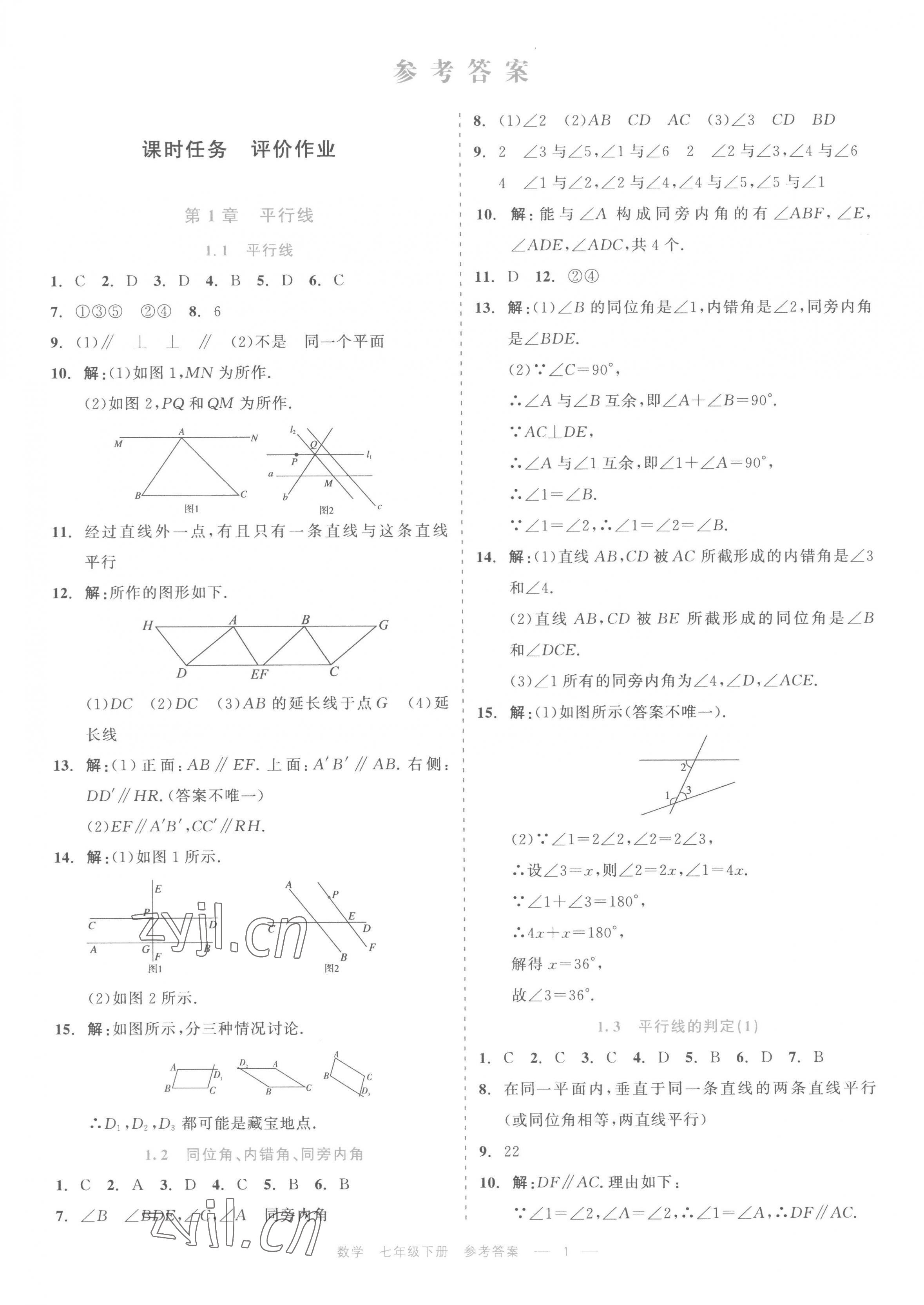 2023年精彩練習就練這一本七年級數(shù)學下冊浙教版評議教輔 第1頁