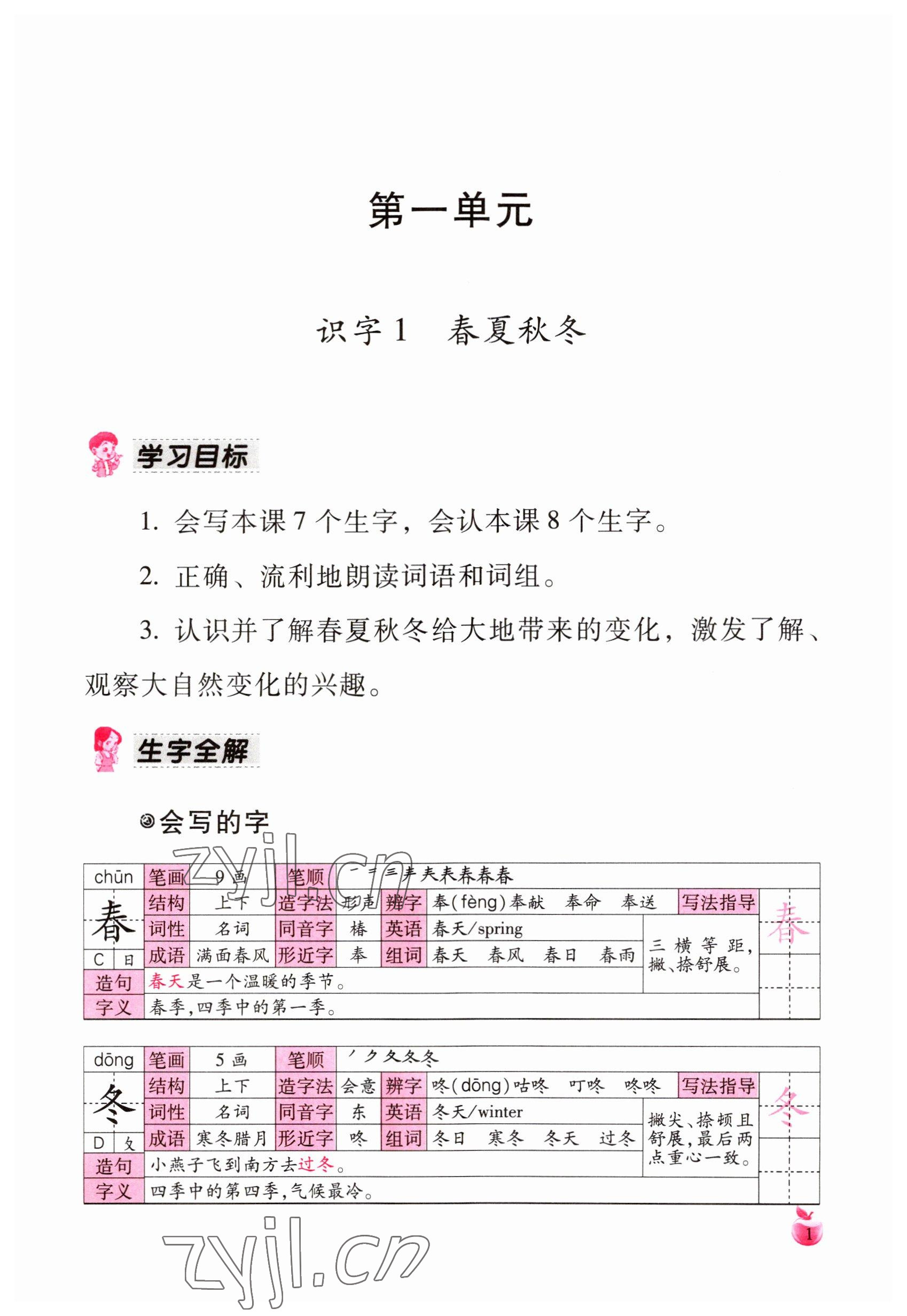 2023年小學生詞語手冊云南教育出版社一年級語文下冊人教版 第1頁