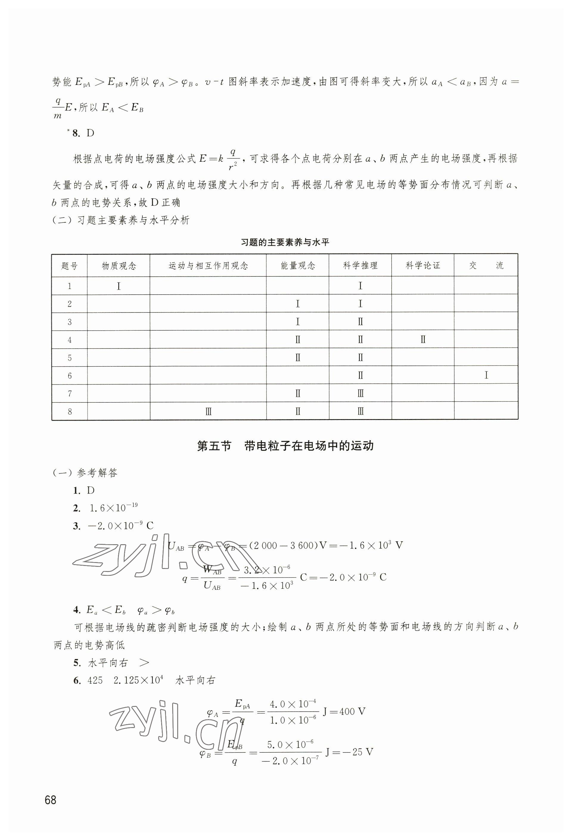 2023年練習(xí)部分高中物理必修第三冊(cè)滬科版 參考答案第6頁(yè)