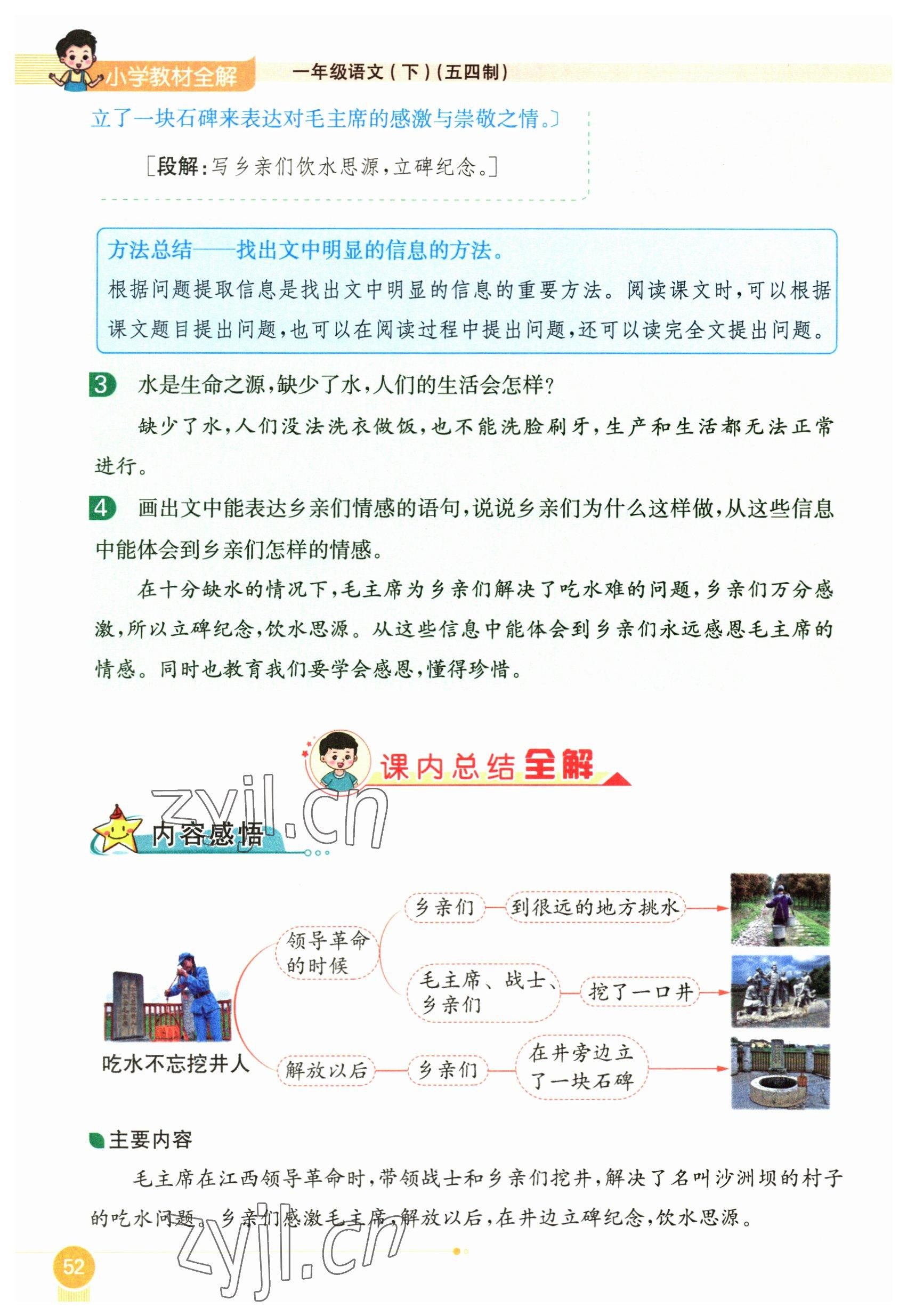 2023年教材課本一年級(jí)語文下冊(cè)人教版54制 參考答案第52頁