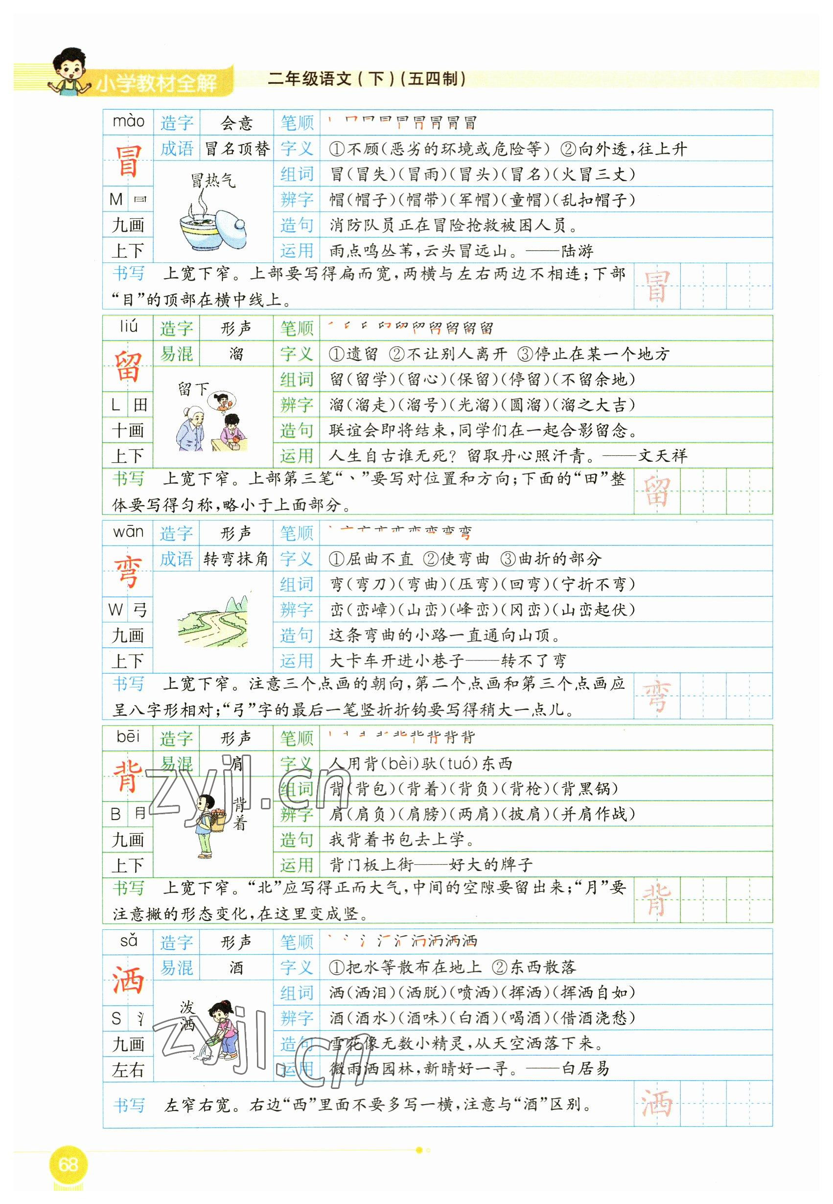 2023年教材課本二年級語文下冊人教版54制 參考答案第68頁