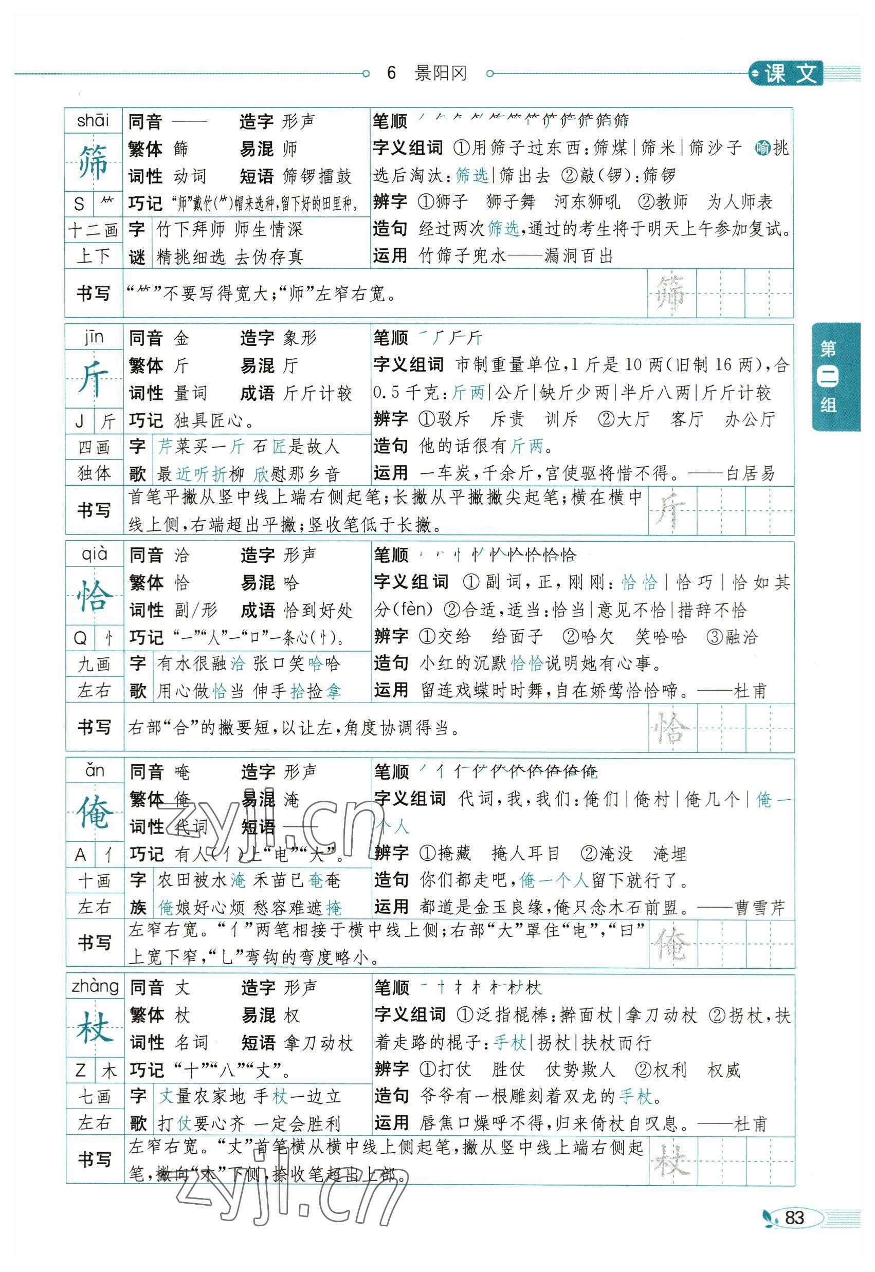 2023年教材課本五年級(jí)語文下冊(cè)人教版54制 參考答案第83頁