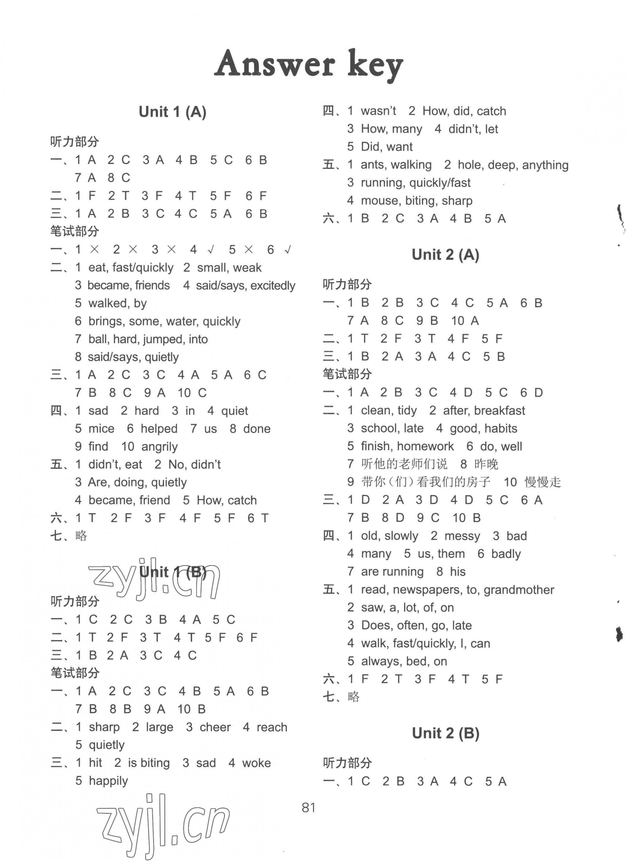 2023年課課練小學(xué)英語(yǔ)AB卷六年級(jí)下冊(cè)譯林版升級(jí)版 第1頁(yè)