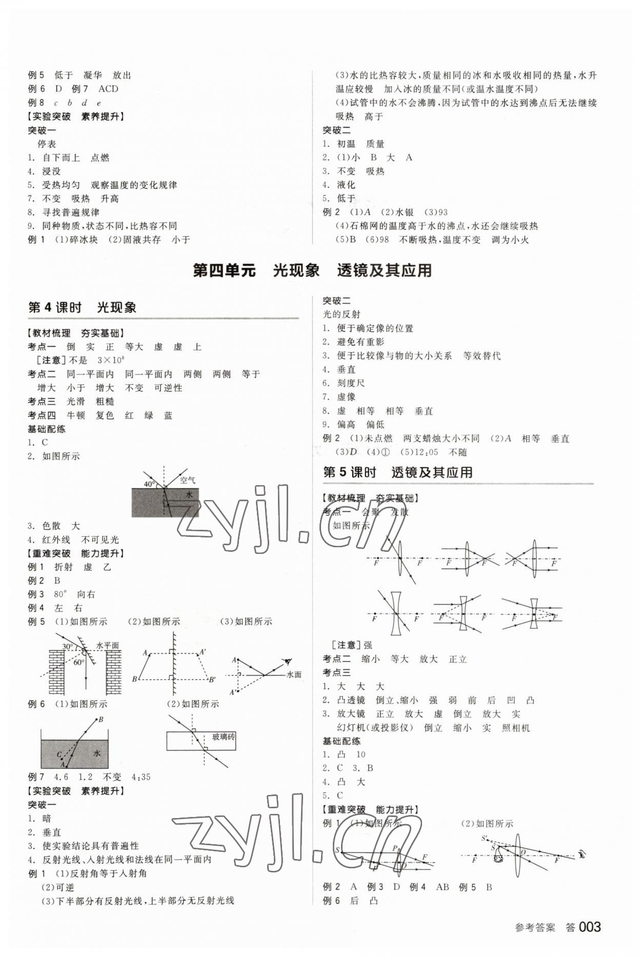 2023年全品中考復(fù)習(xí)方案物理人教版 參考答案第2頁