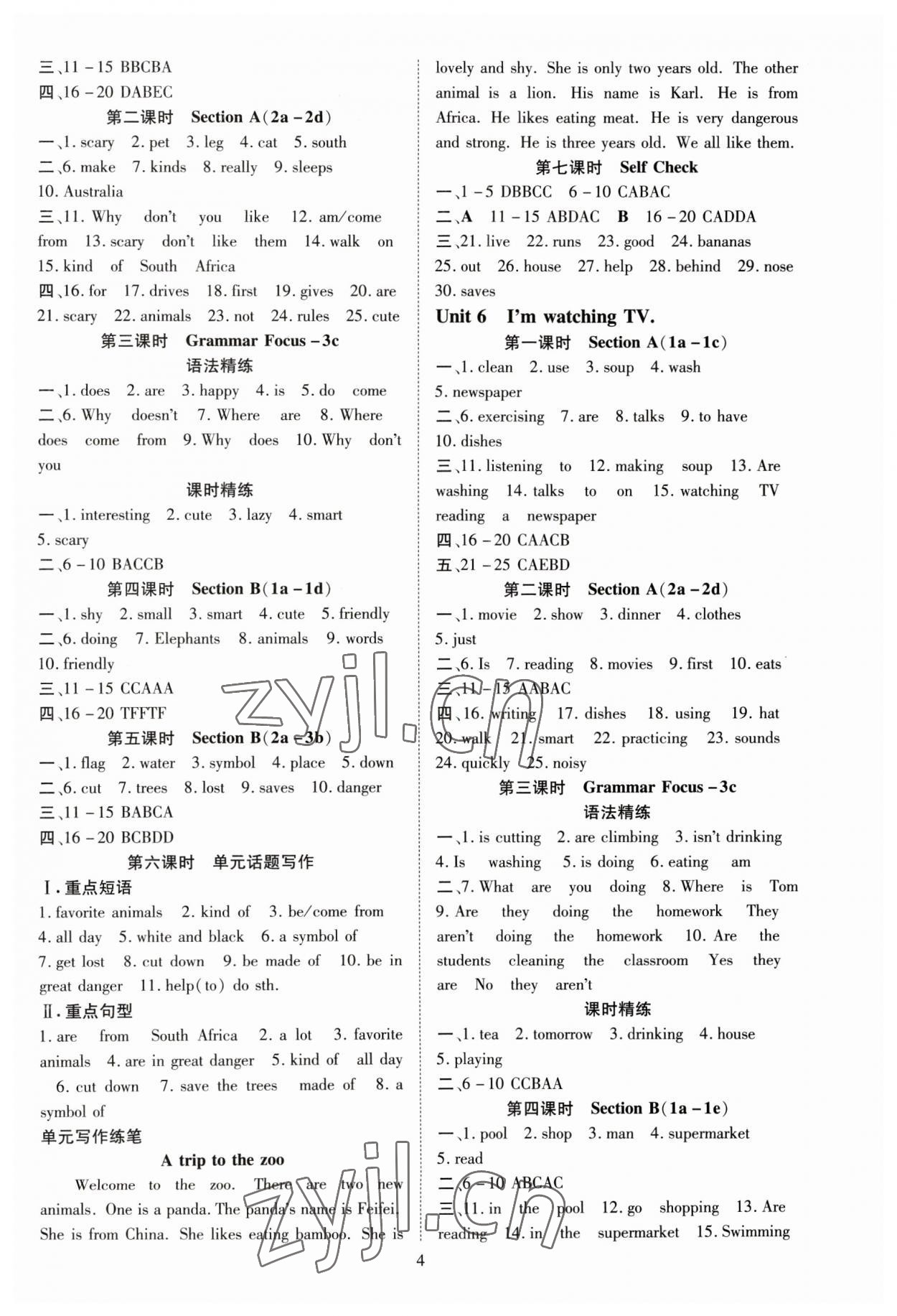 2023年暢行課堂七年級(jí)英語下冊(cè)人教版 參考答案第4頁