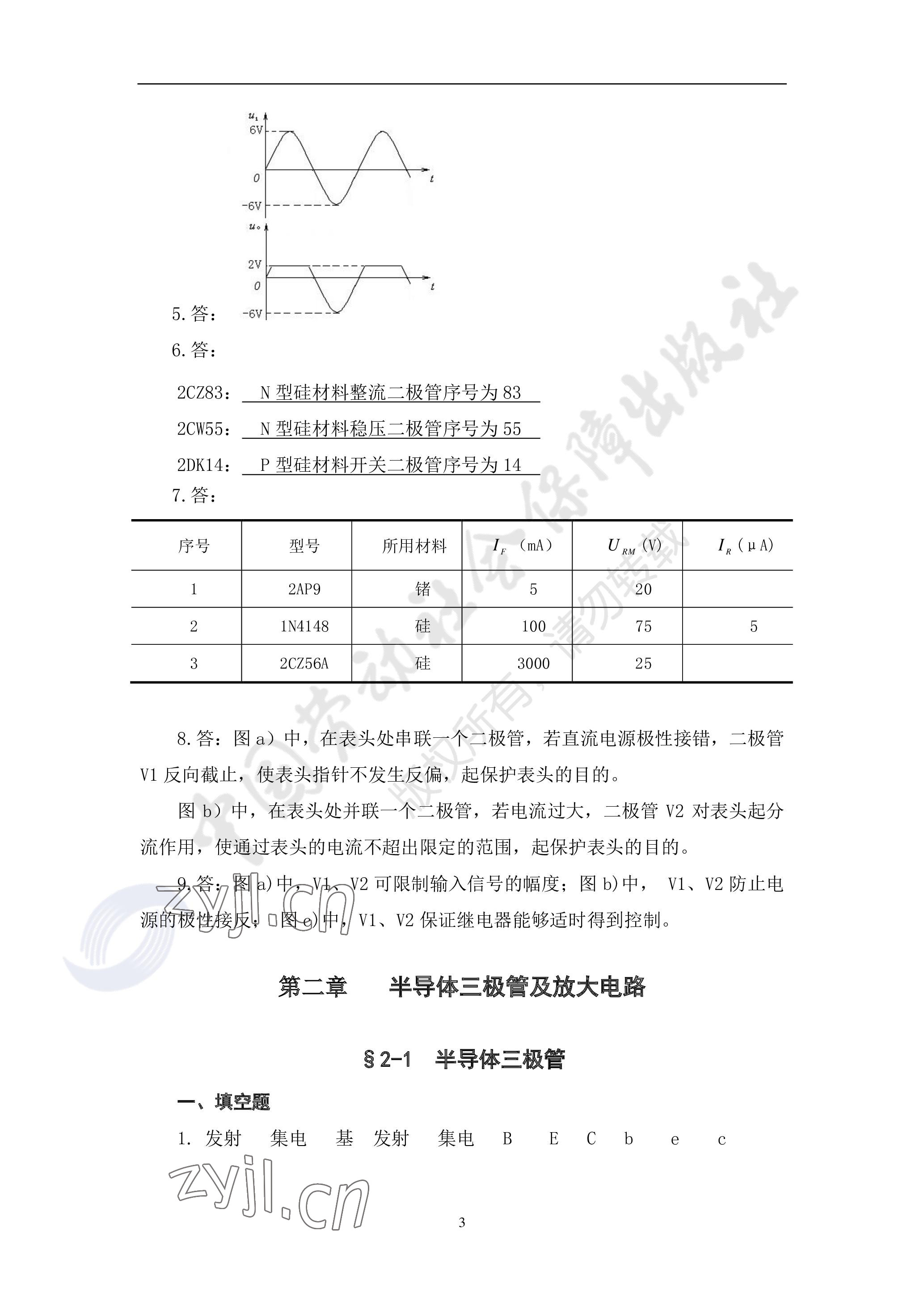 2023年電子技術(shù)基礎(chǔ)習(xí)題冊中職第六版 參考答案第3頁