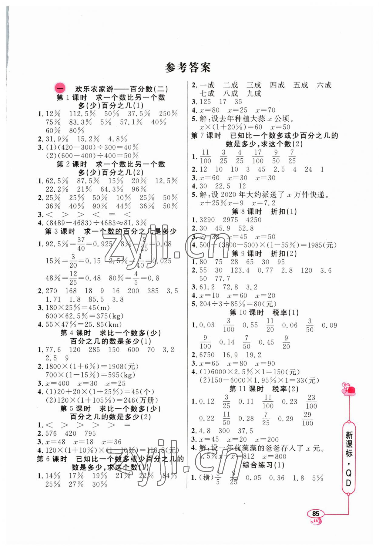 2023年應(yīng)用題天天練山東畫報(bào)出版社六年級(jí)數(shù)學(xué)下冊(cè)青島版 第1頁